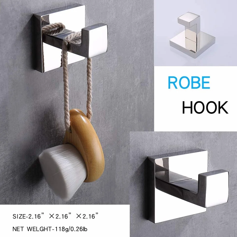 YUET 2 Piezas Gancho Toalla Soporte Pared Acero Inoxidable 304 Toallas de Baño Colgador Montado en la Pared Cocina Percheros Toalleros Garaje (Cromo)