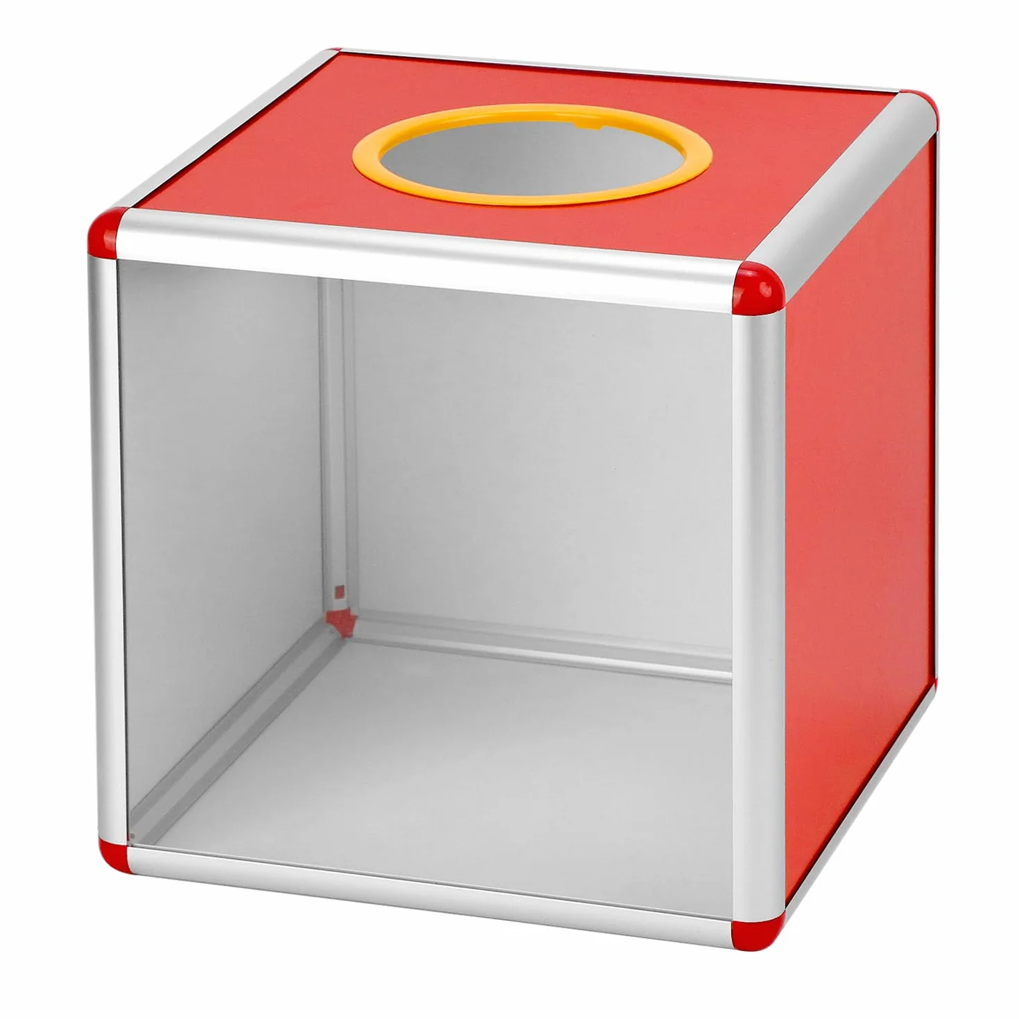 QWORK® Urna transparente 25 cm con ranura, caja de recogida con marco de aluminio y paneles acrílicos, para votación, sugerencias, donaciones y encuestas
