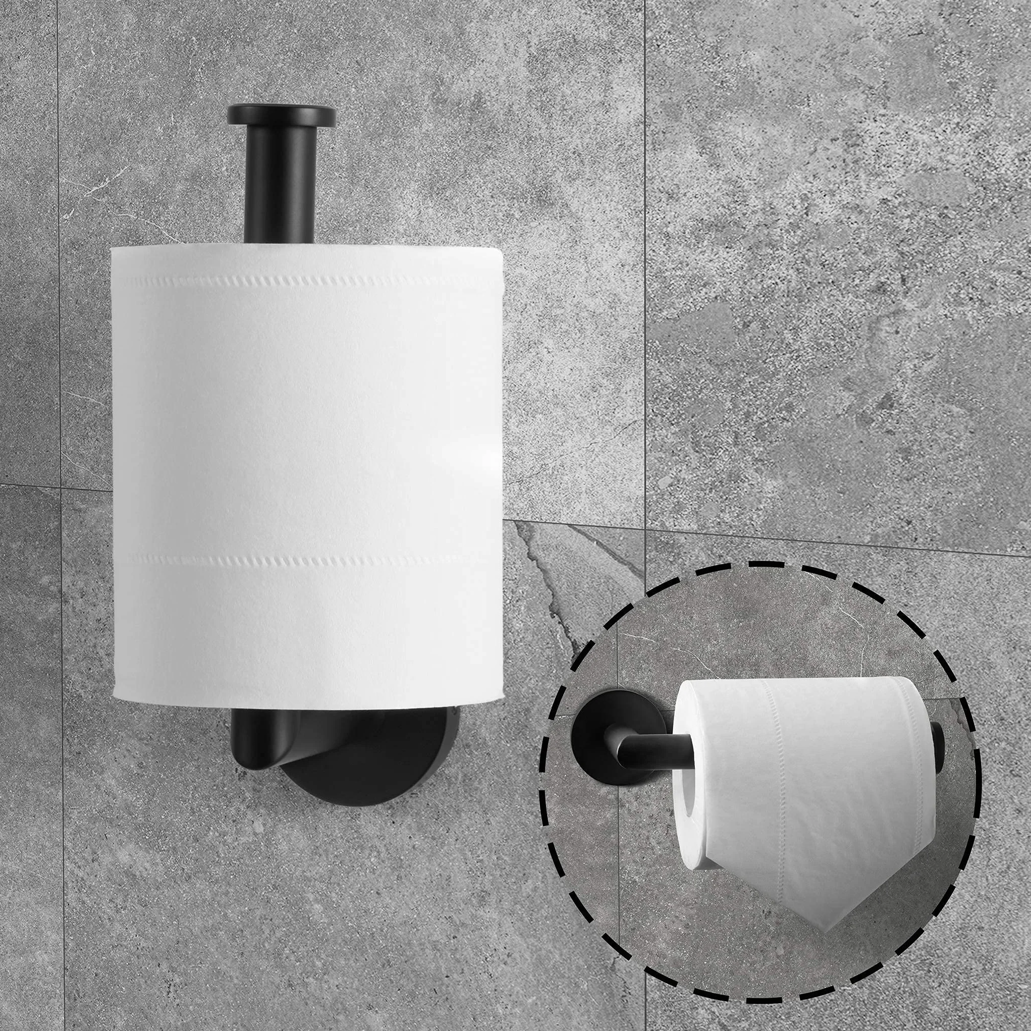 HITSLAM Portarrollos Papel Higiénico Acero Inoxidable Negro Mate Montado en Pared