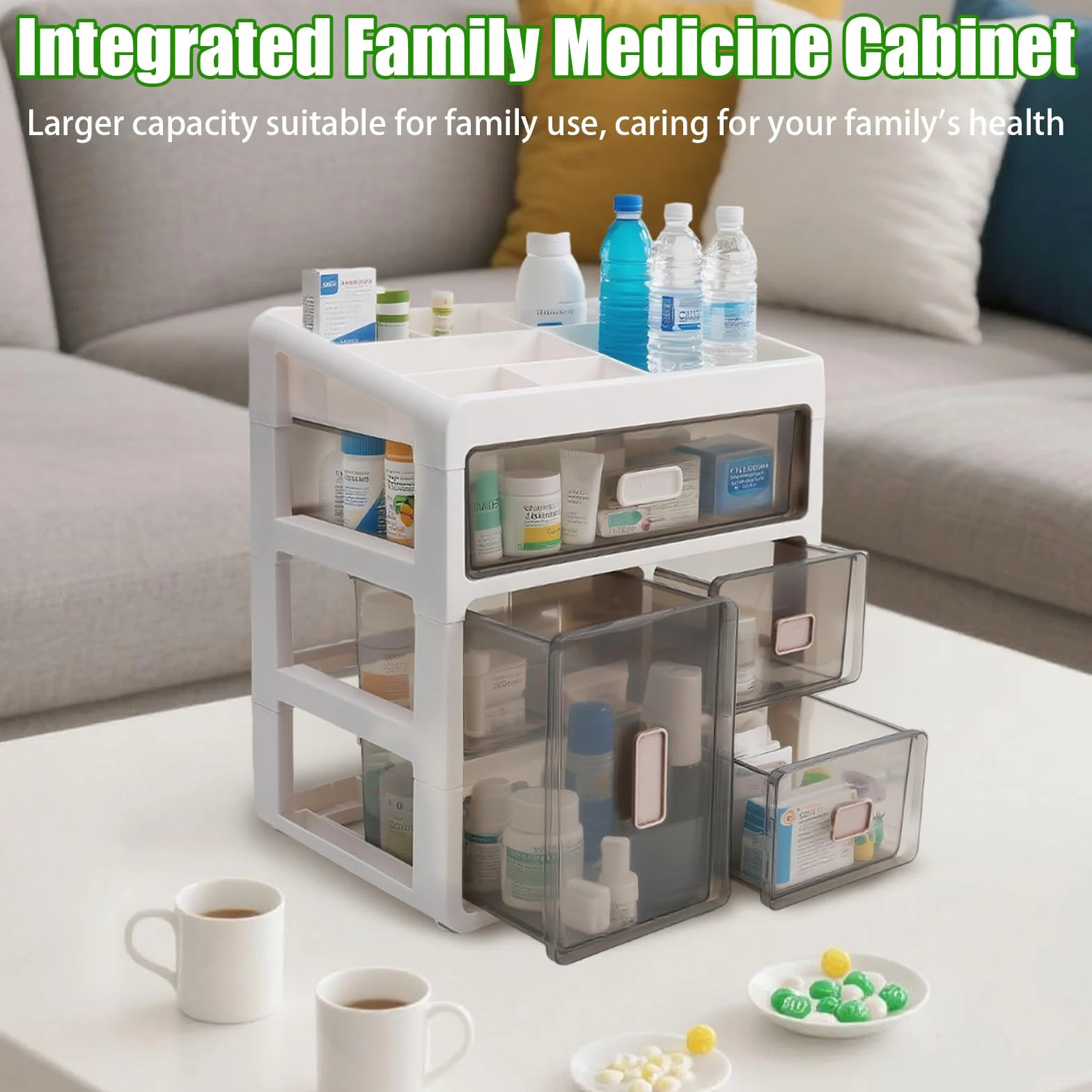 Caja de almacenamiento de medicamentos 4 niveles para hogar