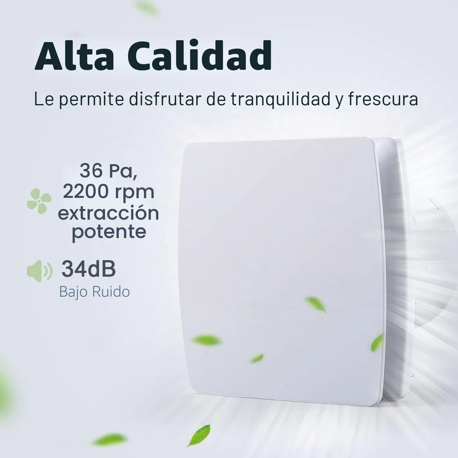 Extractor de Baño Silencioso 34 dB 100mm 95m³/h IPX4
