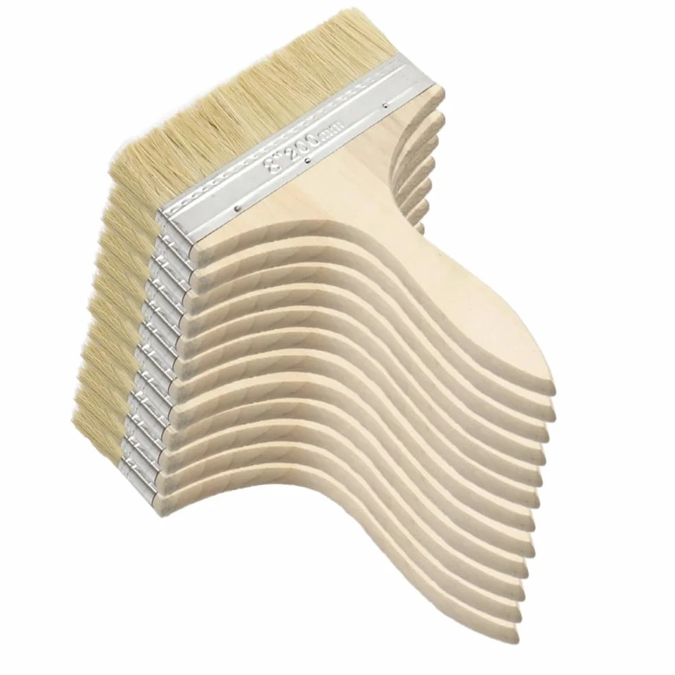 Pincel para barnizar, 12 unidades, 175 mm, pincel plano, mango de madera, pincel para el hogar, para la base de ventanas, pincel de pintura, pincel de barniz, pincel plano