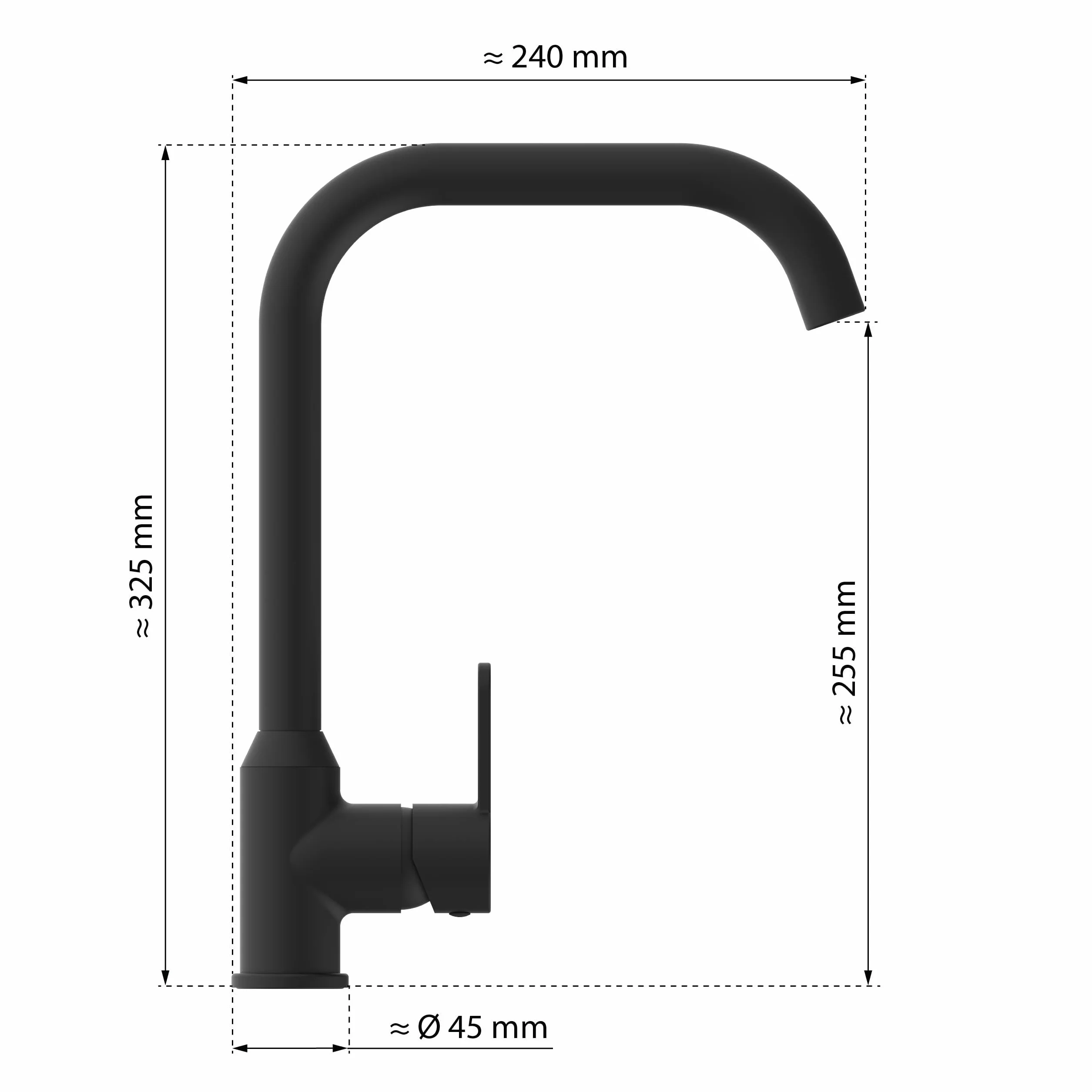 EISL Monza grifo de cocina negro, mezclador de fregadero negro giratorio 360°, mezclador de cocina negro con caño alto, grifo de cocina en negro, NI182MONB