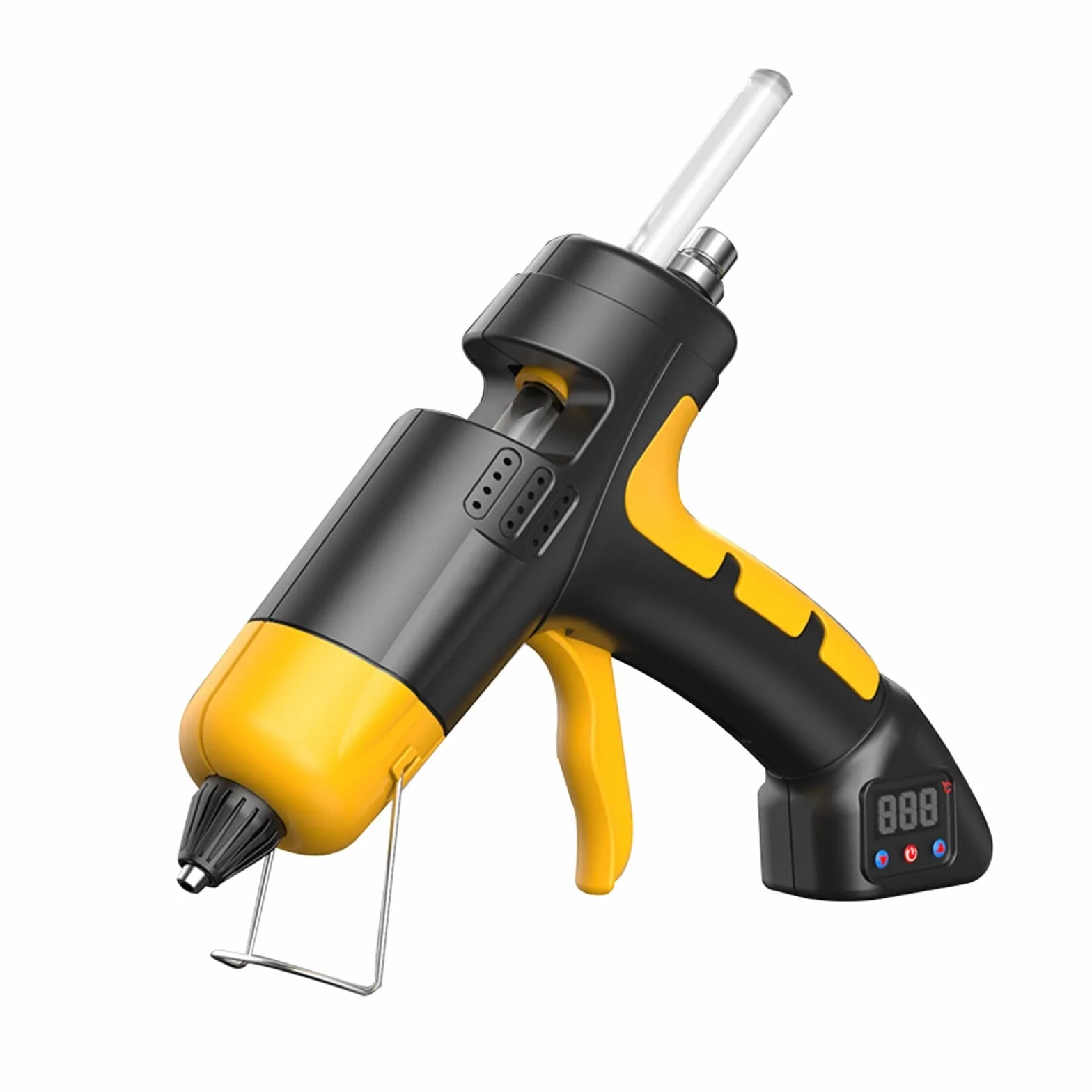 Pistola Pegamento Caliente, Pistola de pegamento de fusión en caliente con batería de litio inalámbrica, 60w, pantalla Digital, temperatura ajustable, uso, barra de pegamento de 7mm, herramienta de re