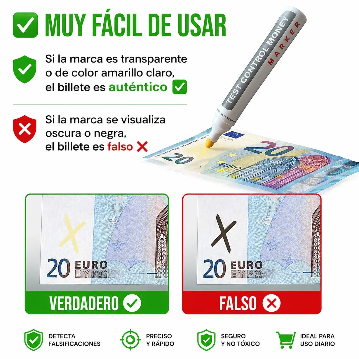 LEMON BLUE Rotulador Detector de Billetes Falsos Pack 2 Unidades
