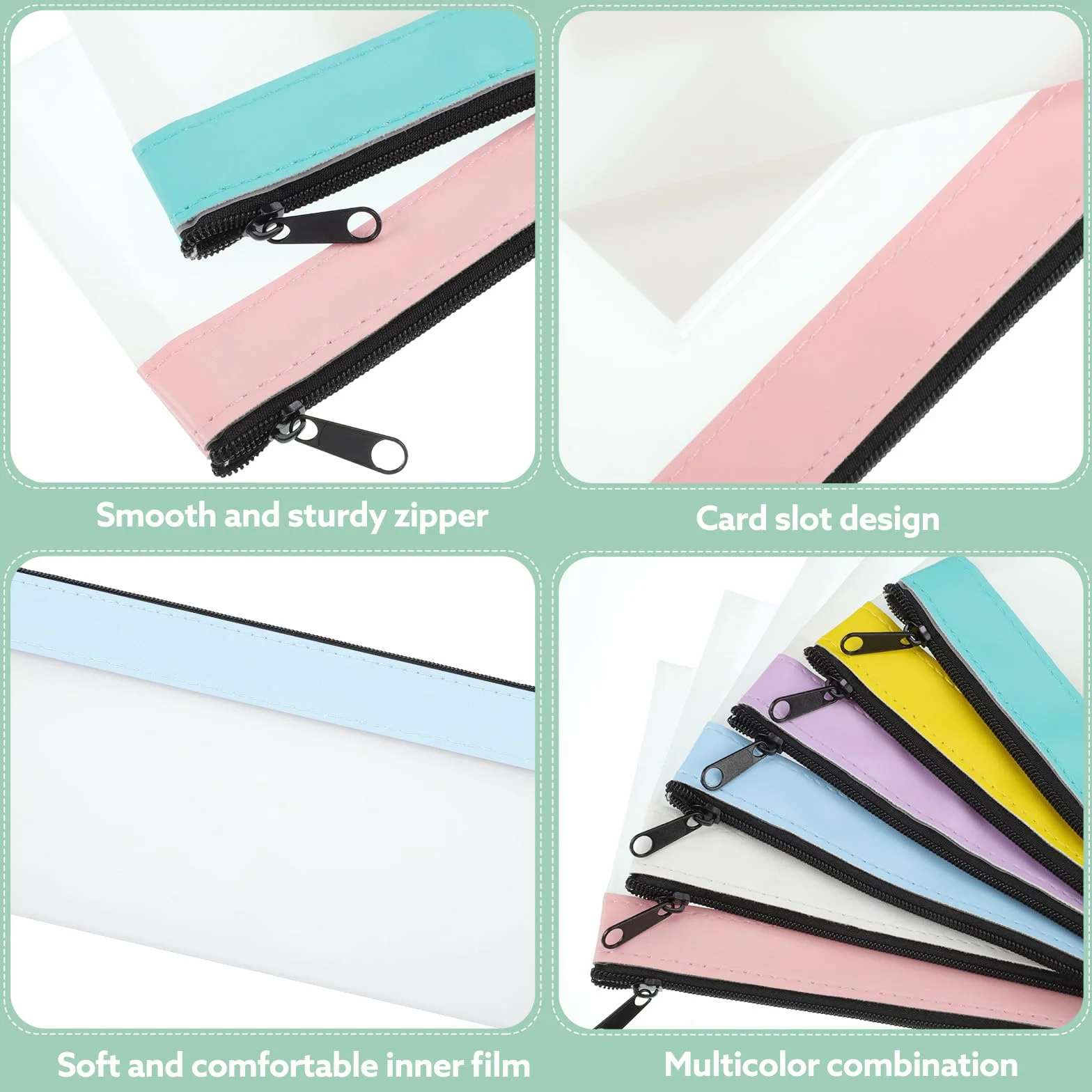 Carteras de dinero 20x10 cm con ranura, sobres transparentes para efectivo y organizador de recibos, 6 unidades