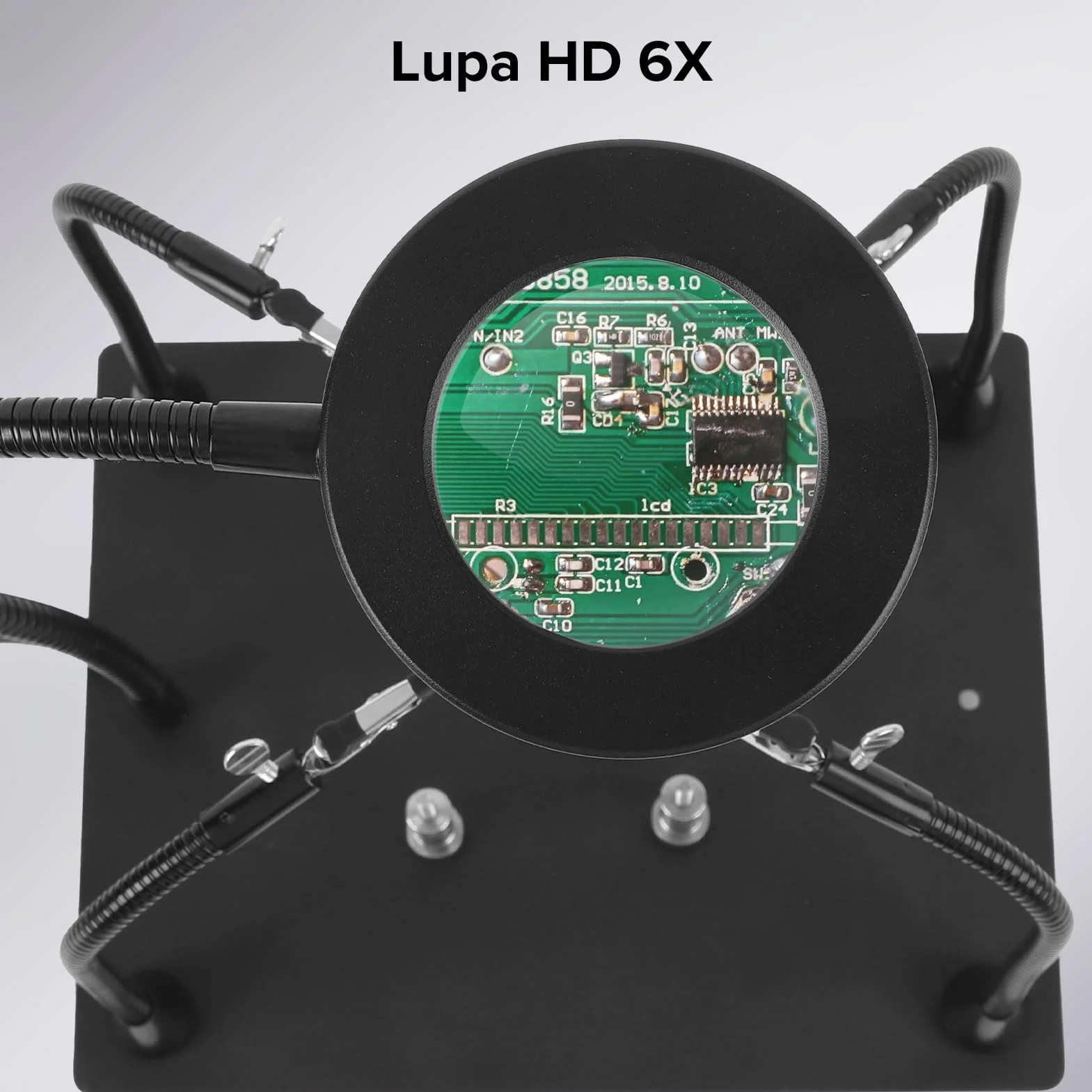 Estación de Soldadura de Lupas de Lupa 6x HD con Soporte Magnético, Reparación de la Placa de Circuito de Soporte para Productos Electrónicos, Modelos y Tareas de Soldadura, Luz