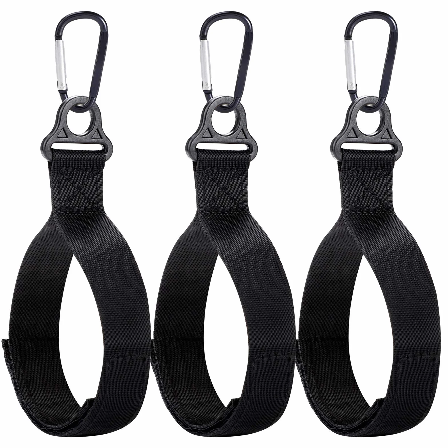 Paquete de 6 correas de almacenamiento resistentes y 6 mosquetones (39 cm x 2,6 cm), correa de gancho y bucle para cables, cuerdas de manguera en garaje y organización de embarcaciones