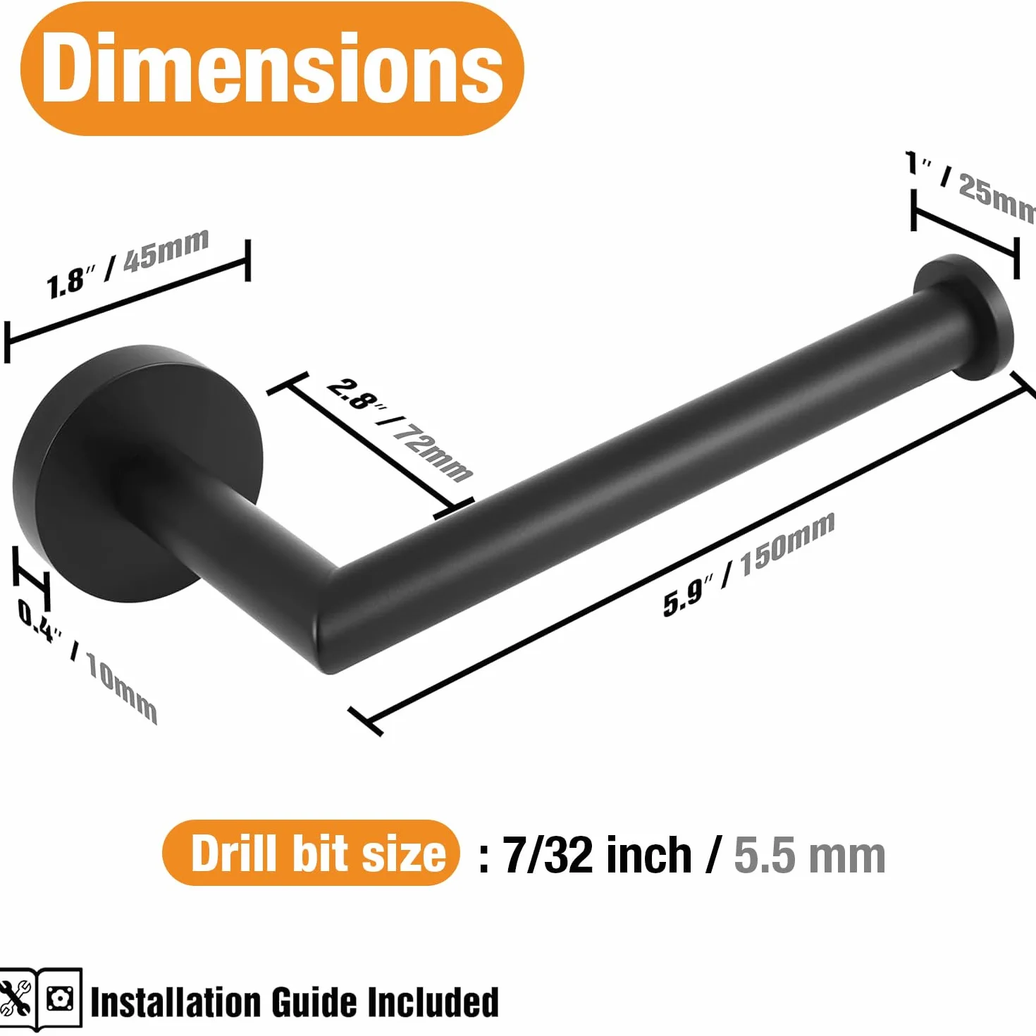 HITSLAM Portarrollos Papel Higiénico Acero Inoxidable Negro Mate Montado en Pared