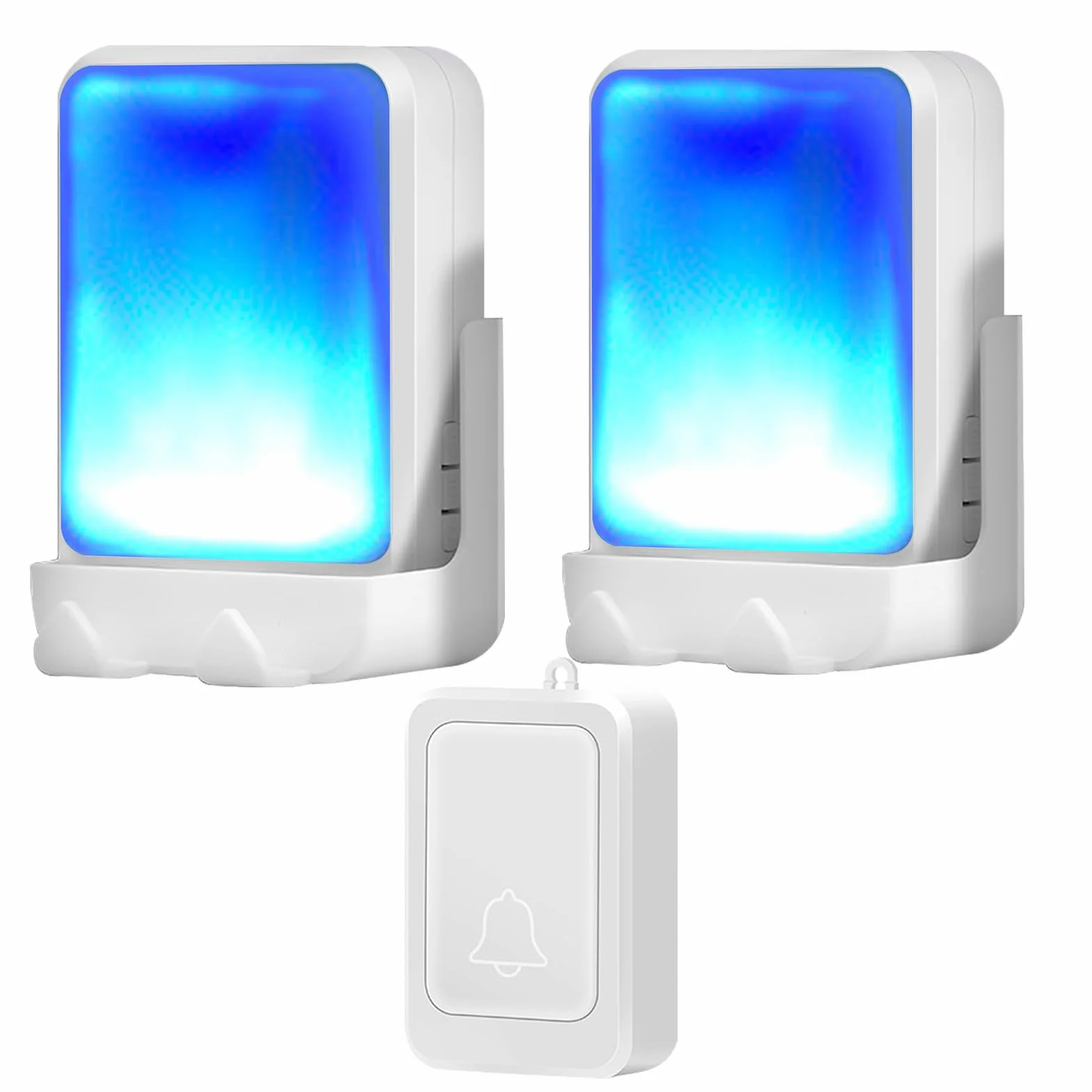 Timbre de puerta inalámbrico con flash sonoro, 7 colores, 4 volúmenes, 183m, para ancianos y discapacidad auditiva