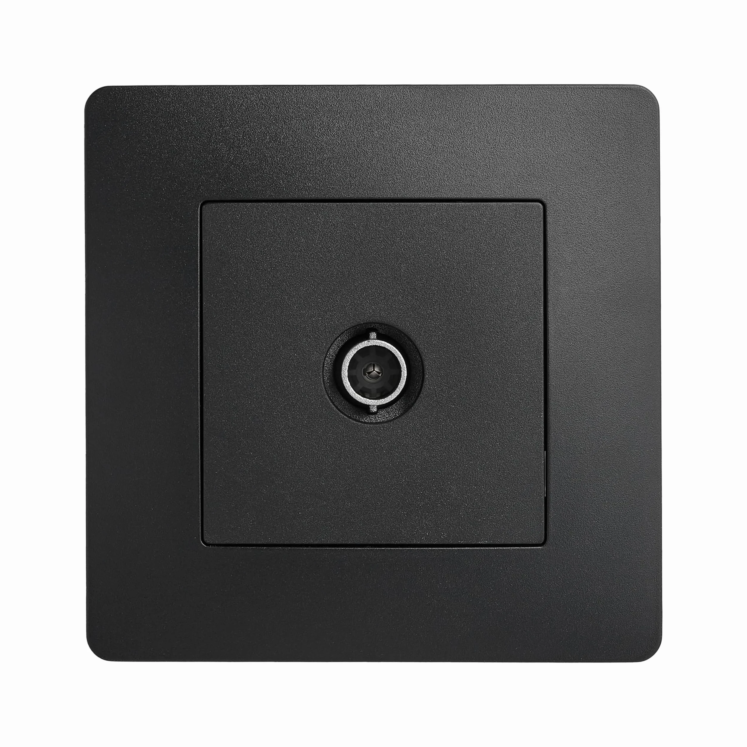 DEBFLEX - Caly - Enchufe TV de Pared - Conexión TV o Decodificador TDT - ABS - Instalación Empotrable - Dispositivo Completo con Placa de Acabado - Negro - 85 x 85x 40 mm