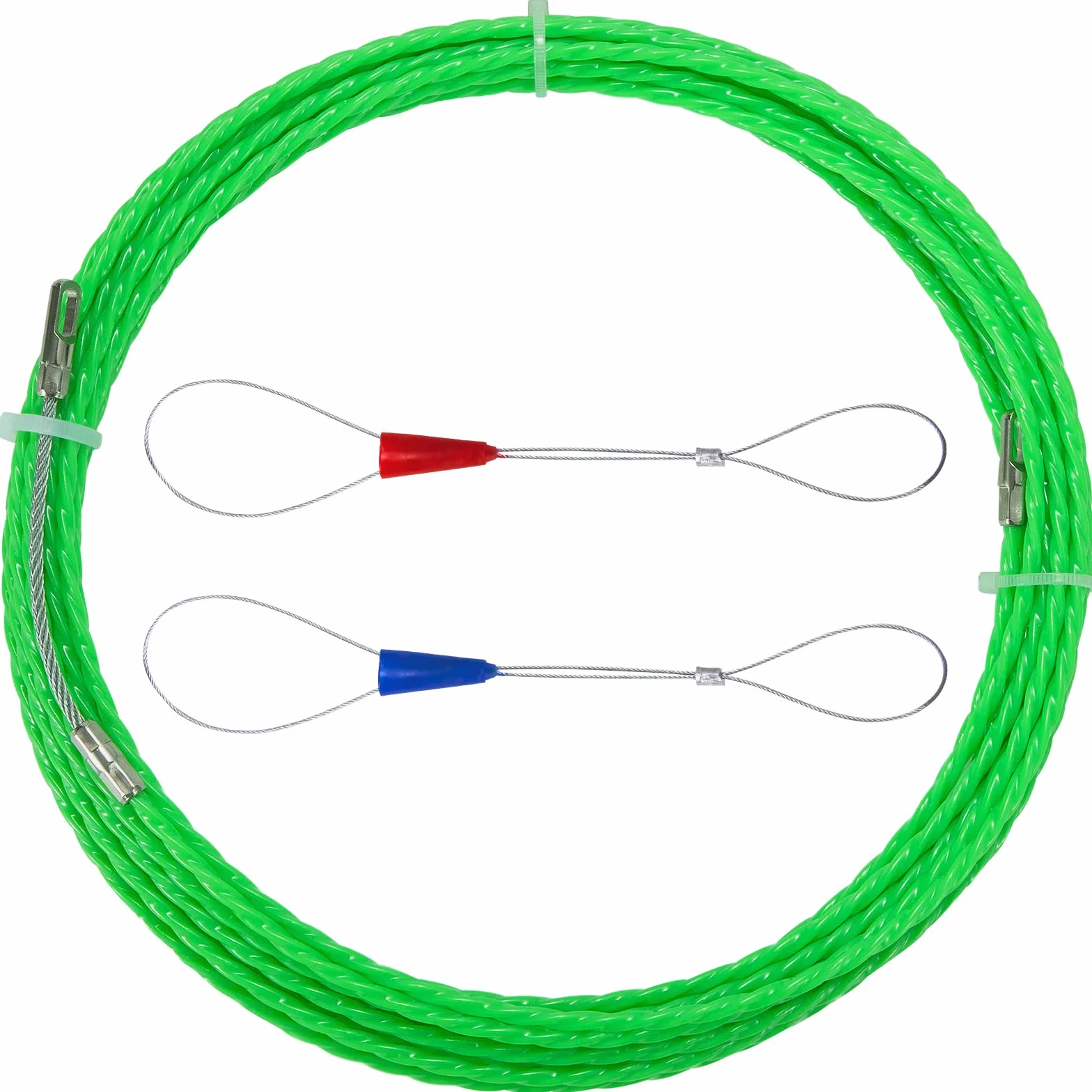 QIMEI-SHOP Guia Pasacables 10M Guía Pasacables Profesional Electricos Guia Cables de Poliéster con Muelle de Guía Diámetro 4.5mm para Colocación de Cables Verde