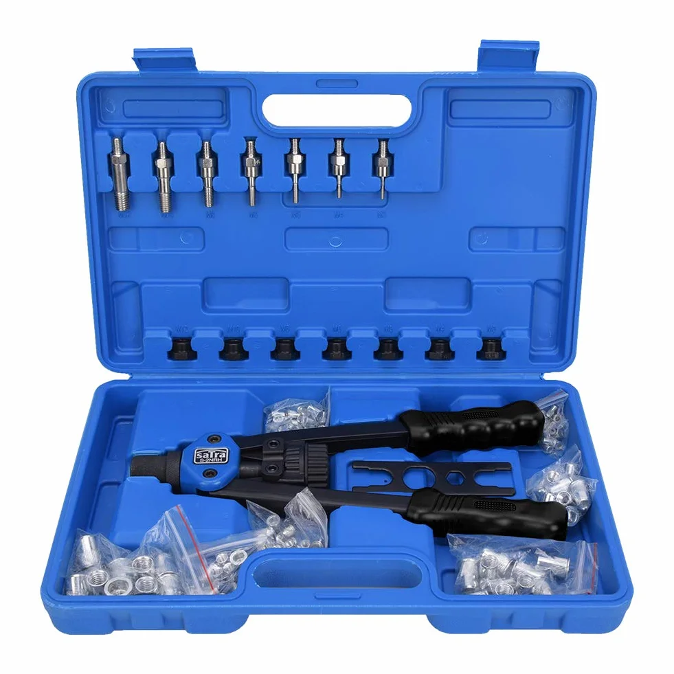 Pistola de tuercas de remaches manual, herramienta manual, remachadora roscada para ensamblaje de chapa metálica automotriz M3 M4 M5 M6 M8 M10 M12, 100 Uds.
