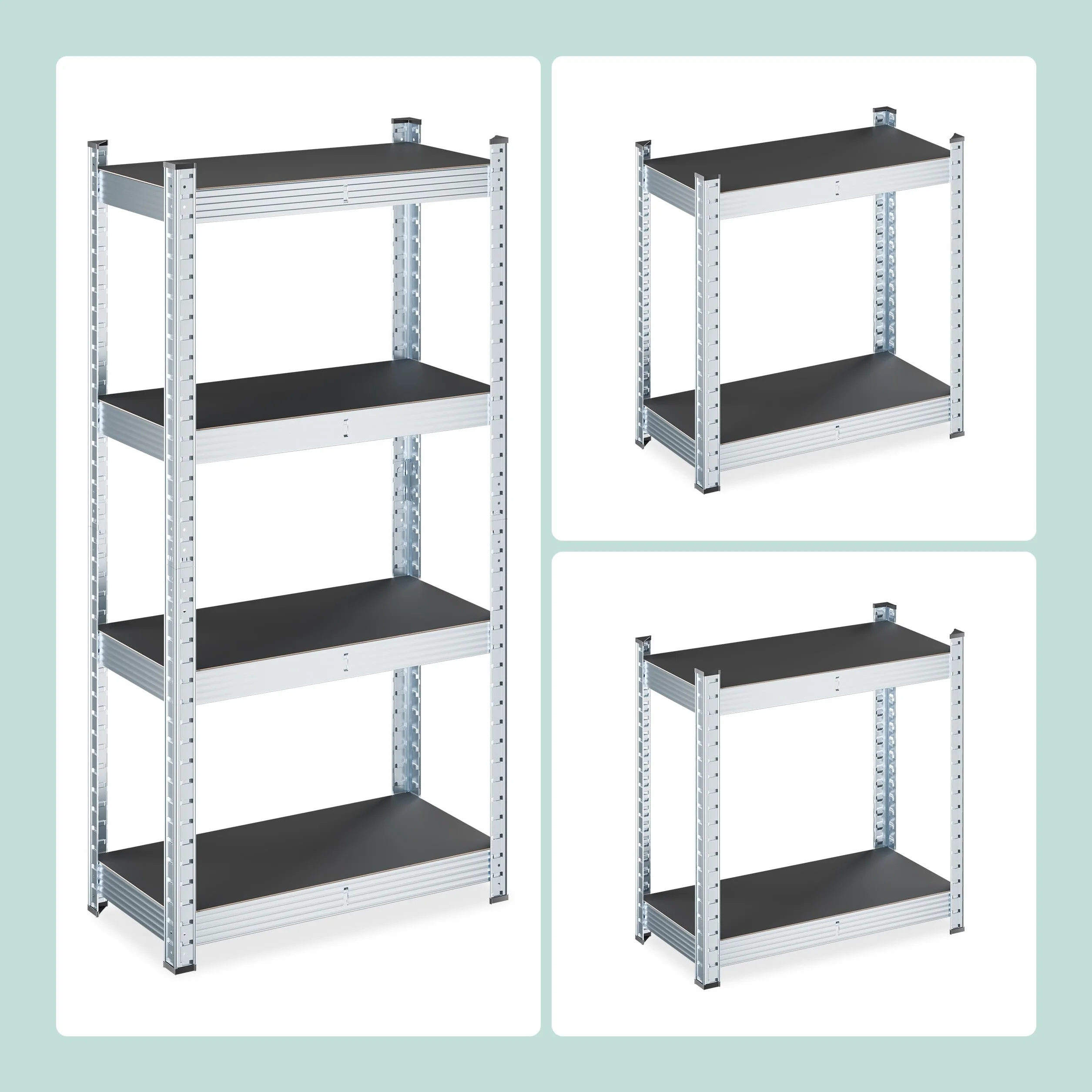 Relaxdays Estantería Almacenaje Metálica, 120x60x30 cm, para 700 kg, Acero Galvanizado, Taller, Garaje, Negro/Plateado