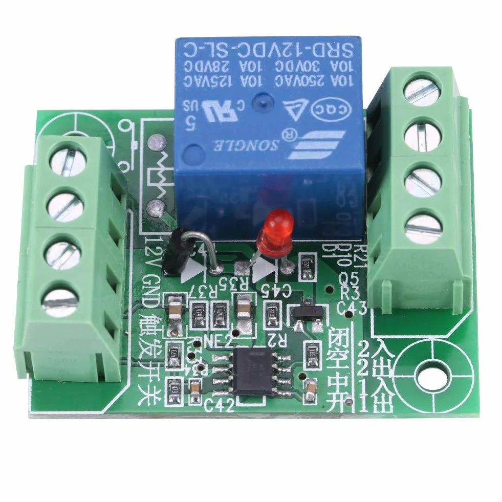 Akozon Módulo de control de relé interruptor biestable de circuito Relé biestable 12V biestable de un solo canal de CC de 12V
