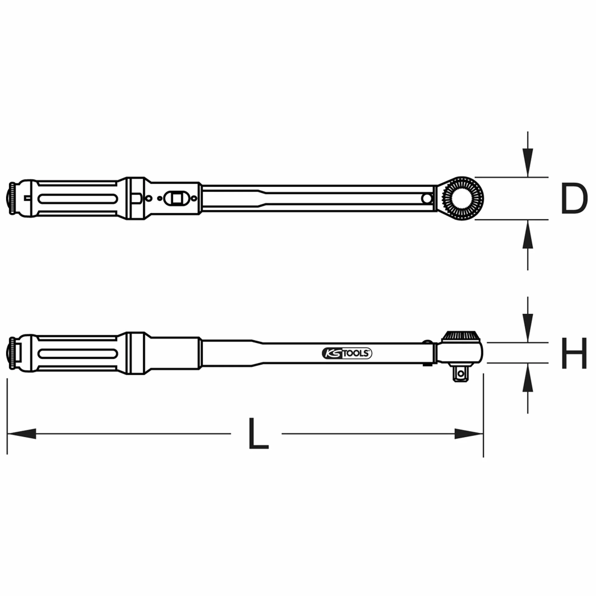 KS Tools 516.1442 1/2" Llave dinamométrica ERGOTORQUE®precision con cabezal de carraca de cambio de posición por mando giratorio 40-200Nm