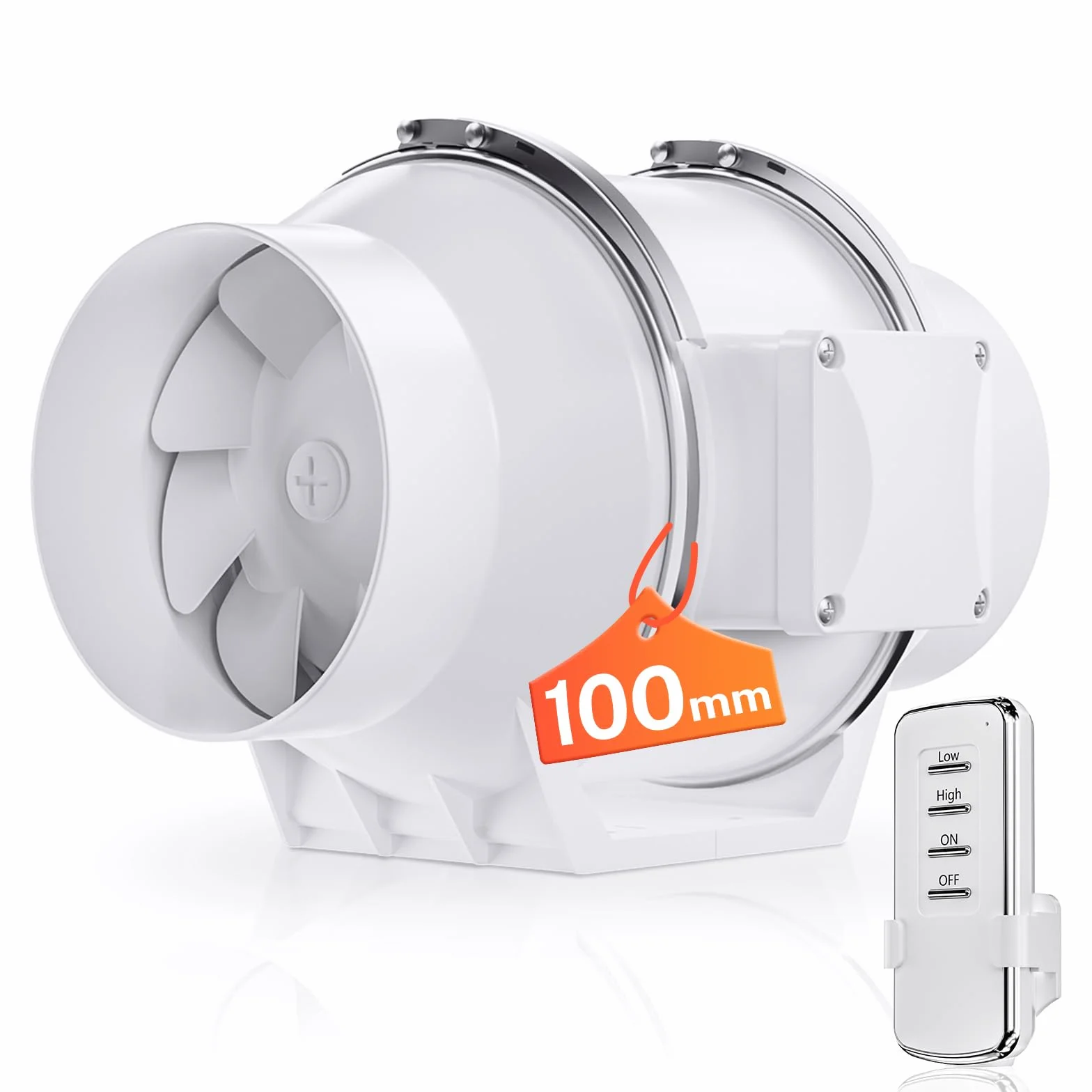 YJHome Ventilador en Ligne 100 mm con Regulador de Velocidad, 220m³/h Ventilador de Conduit Extractores de Humo Regulable en Dos Velocidades con Enchufe EU para Impresoras 3D, Tendas de Cultivo