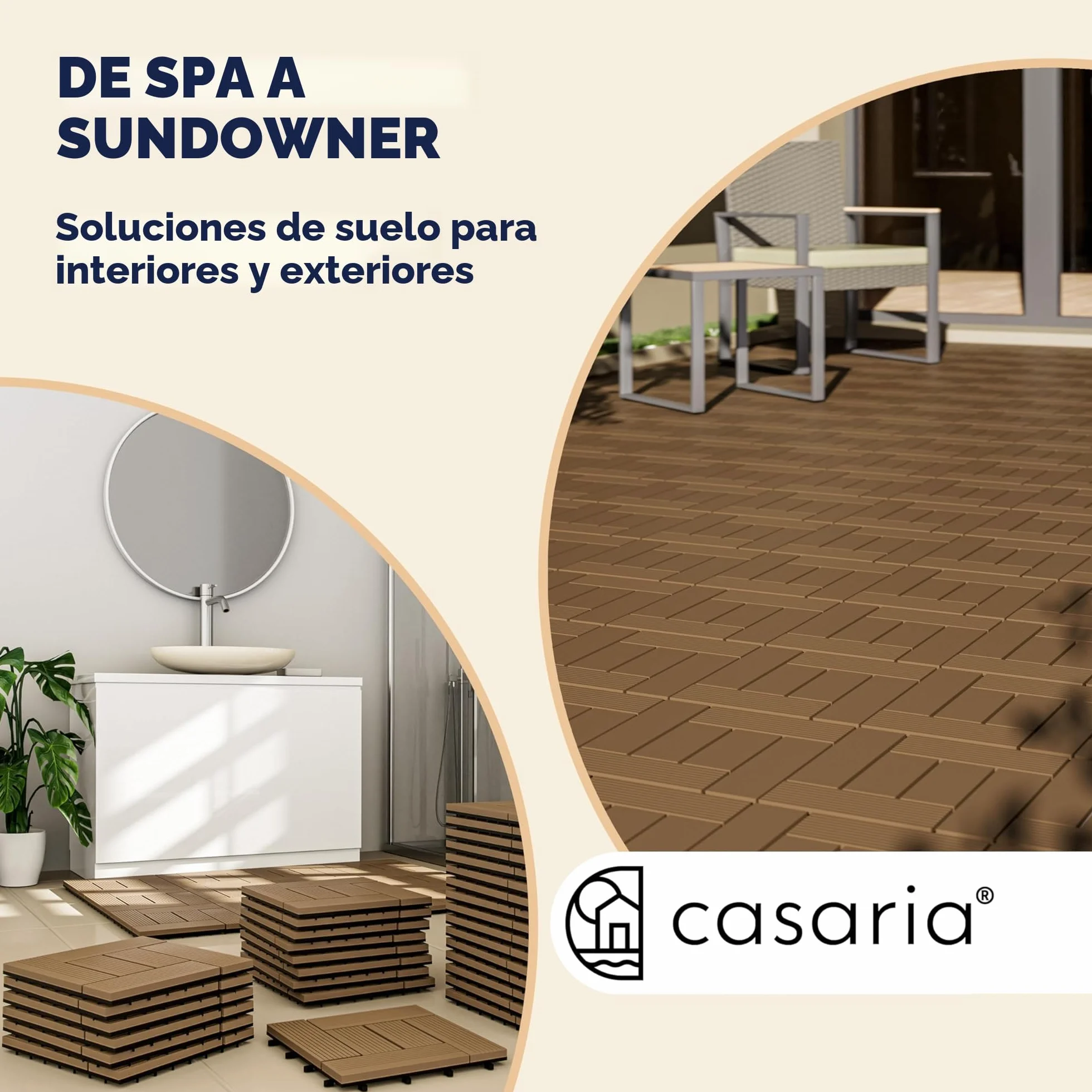 Casaria Set Baldosas Exterior WPC Losetas Jardín Antideslizantes Sistema Clic Terracota 30x30cm 4m²