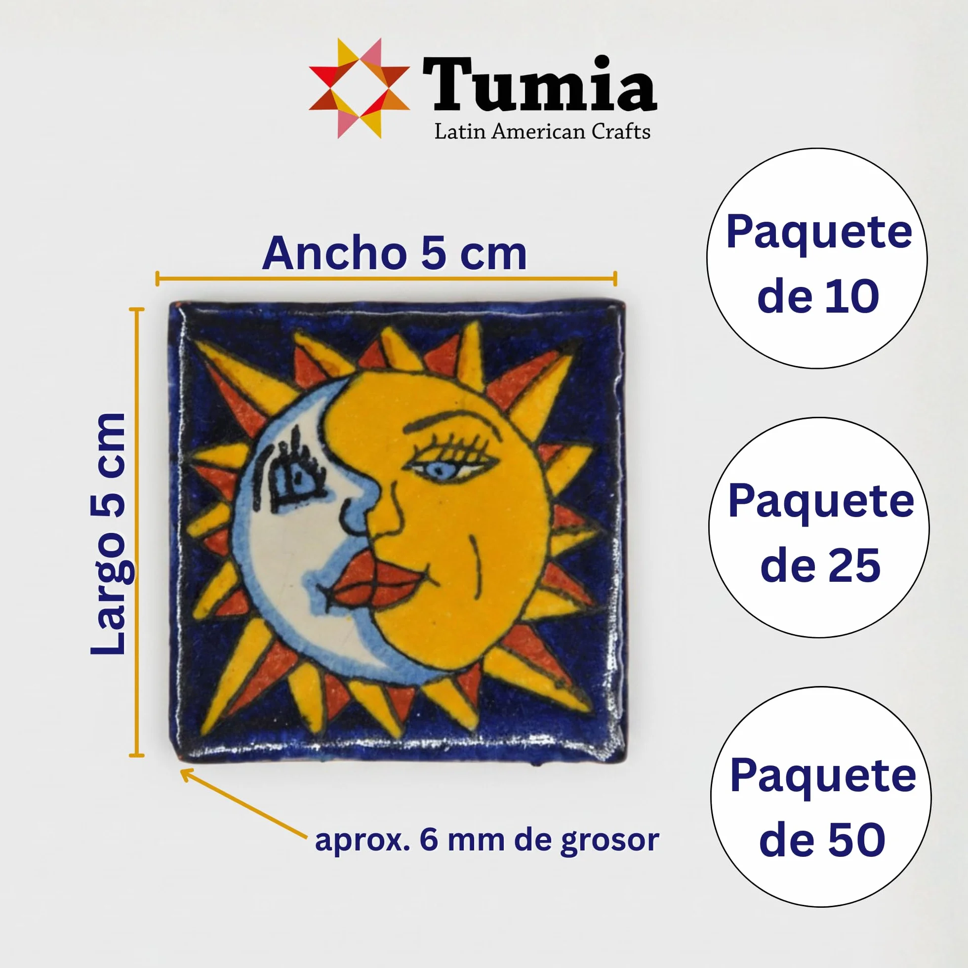 Tumia LAC Azulejos Mexicanos Artesanales de Talavera de 5cm