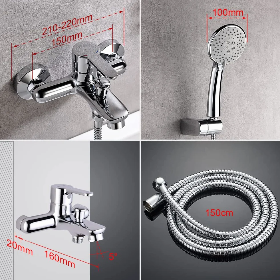 GRIFEMA G13003 Grifo para Bañera y Ducha Plateado