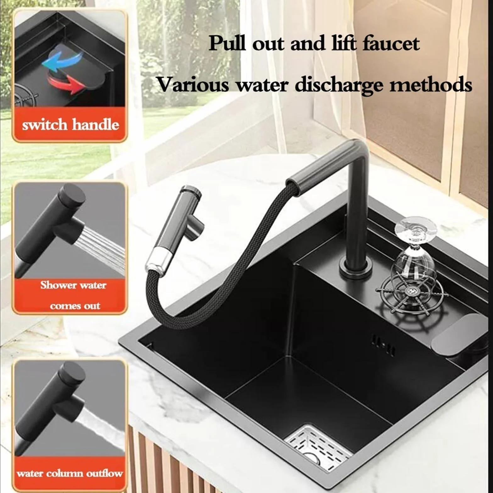 Bricolaje Fregadero Oculto Para Cocina Con Barra RV Fregadero Pequeño Acero Inoxidable Con Tapa Grifo Elevable Sifón Lavabo Lavar Las Manos Y Las Verduras Al Aire Libre Tipo Estudio Balcón herramienta
