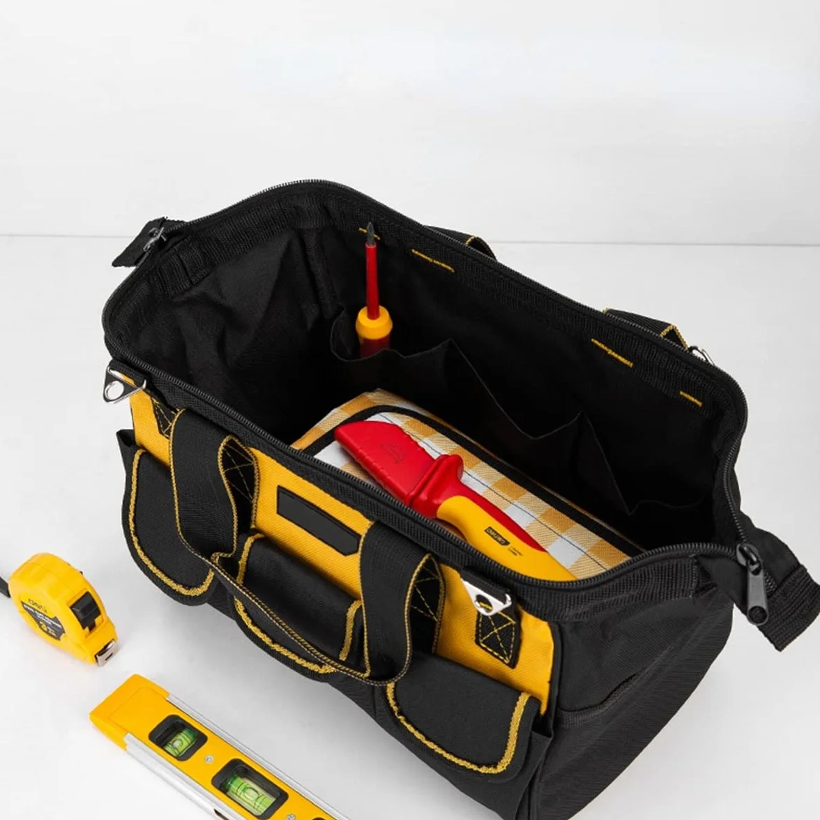Organizador de Bolsa de Herramientas 17 Pulgadas 43x17x25 cm Hombro Ajustable para Bricolaje y Almacenamiento