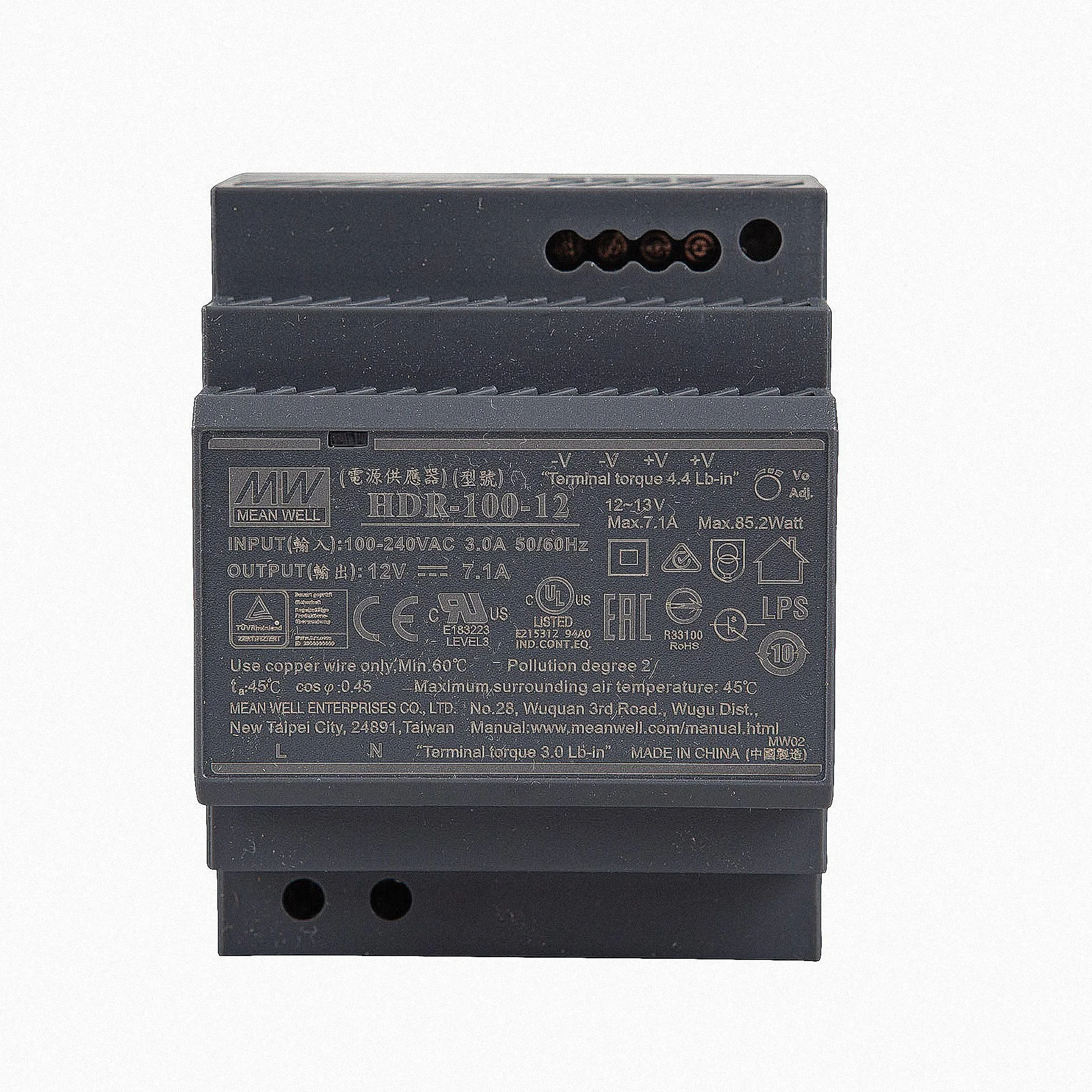 HDR-100-12 - Fuente de alimentación LED (riel DIN) Mean Well HDR-100-12 12 V/DC 100 W, transformador LED para iluminación LED