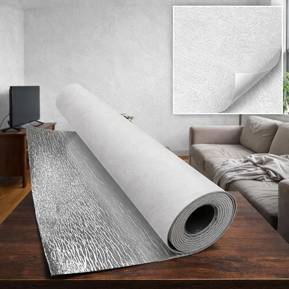 I K H E Malarka SXP - Rollo de revestimiento de pared autoadhesivo 3D de 1,8 m², 60 x 300 cm, panel de pared flexible en aspecto de hormigón y piedra, resistente al agua y aislamiento térmico, papel