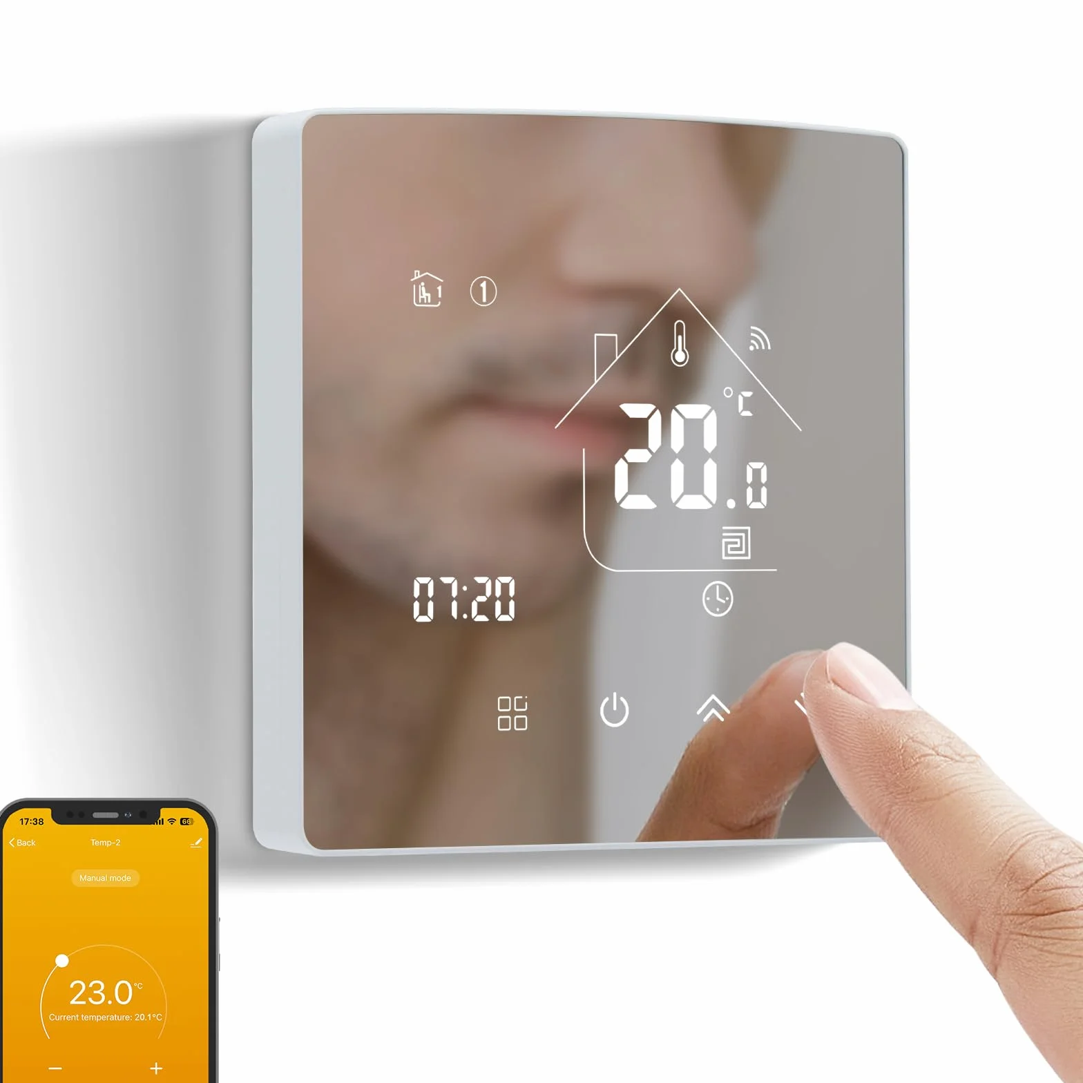 Termostato Programable con WiFi,Termostato Digital Inteligente Inalámbrico de Contacto Seco para Calderas de Calefacción,Termostato de Ambiente Integrado Compatible con Alxe y Google Assistant 85-WPB