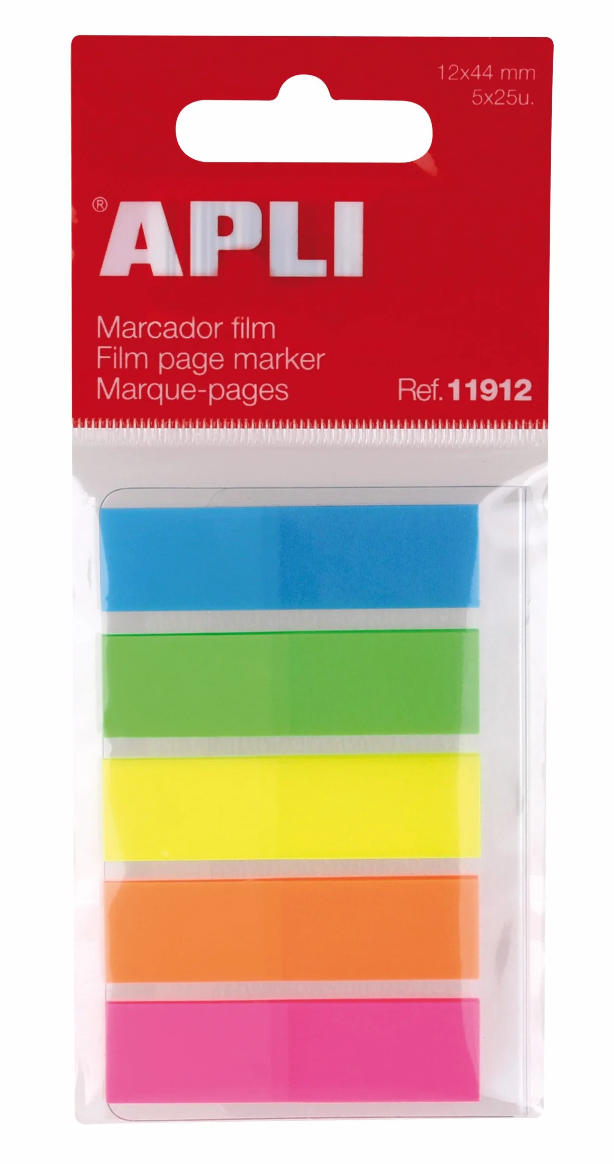 APLI 11912- Índices adhesivos, film colores flúor, 12 x 44