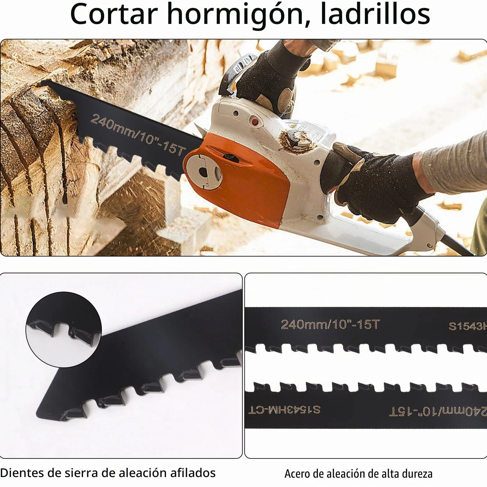Hojas de Sierra Sable, Profesión Sierra De Sable, Accesorios Sierra sable, Hoja de Sierra Sable Universal para Metal, Madera, Hormigón Poroso,Ladrillo,Placa de Cemento (240 mm)