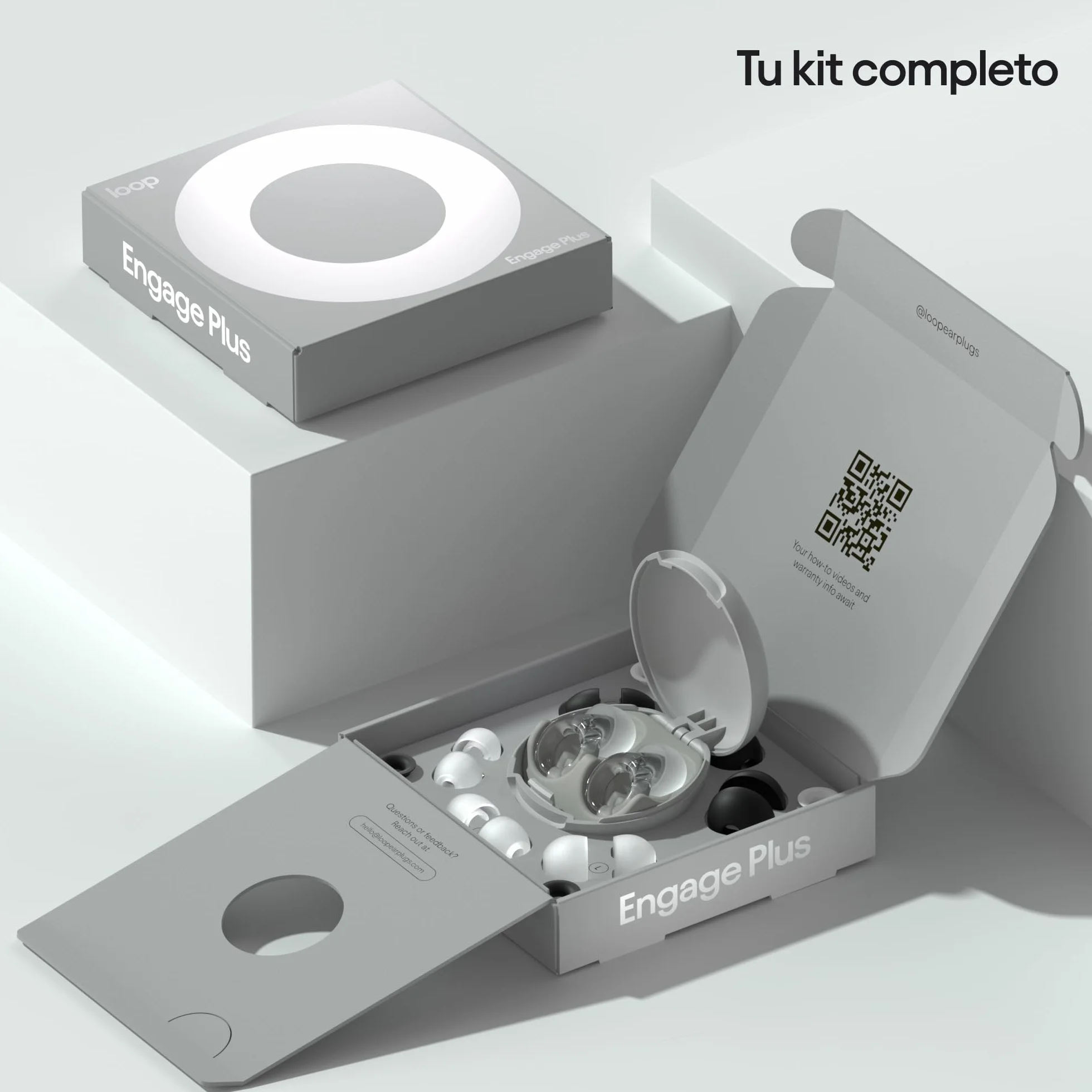 Loop Engage Plus Tapones - Reducción del ruido de nivel bajo - Para conversar, encuentros sociales, sensibilidad al ruido y padres y madres - 8 almohadillas + accesorios adicionales - SNR 16dB