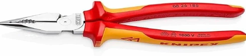 KNIPEX Alicate universal en punta con cartulinas autoservicio cromado aislados con fundas multicomponentes, según norma VDE 185 mm, 08 26 185 SB