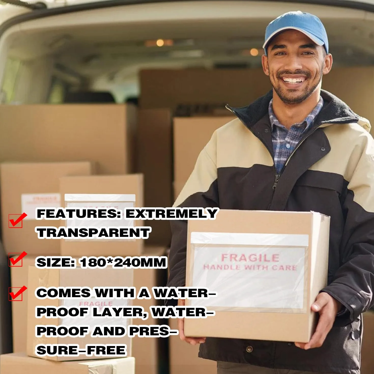 Fundas transparentes para envío, Fundas autoadhesivas para papel de acompañamiento, Fundas para documentos transparentes autoadhesivas, Ideales para envolver medios impresos o textiles, 25 unidades
