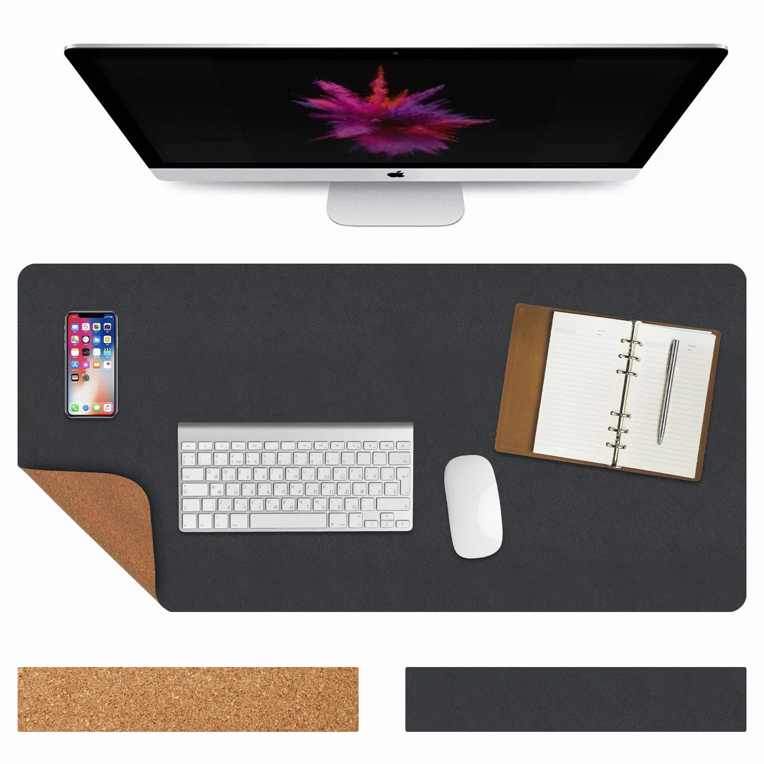Vicloon Alfombrilla de Escritorio, 90 * 40CM, Alfombrilla de Escritorio de Oficina, Protector Mesa Escritorio, Estera del Escritorio de Oficina, Para Escritorios de Oficina y Domésticos(Negro)