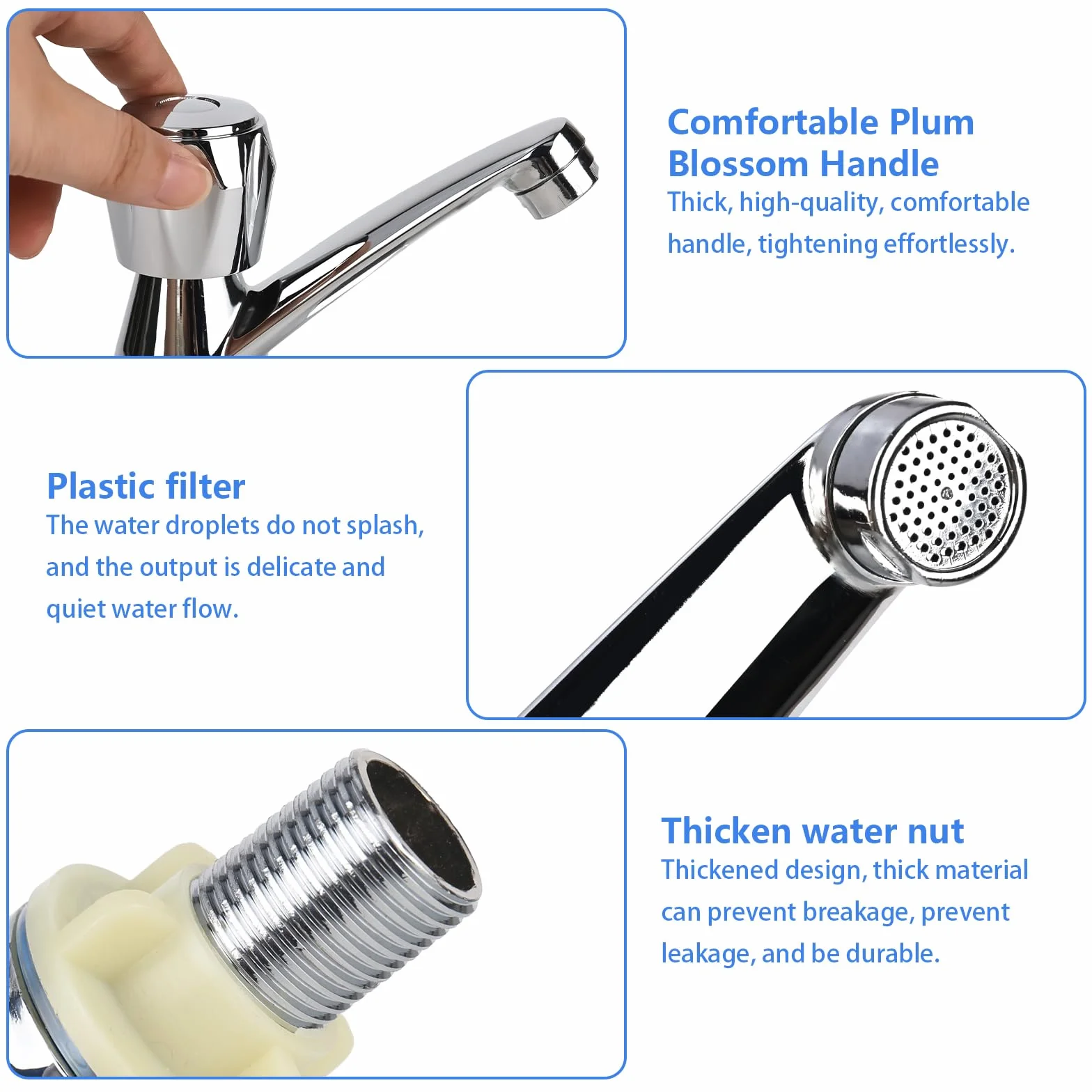 Grifo de baño simple de agua fría para lavabo, moderno grifo de lavabo cromado, grifo de baño de agua fría, grifo con manguera de conexión de 60 cm, grifo para lavabo y baño