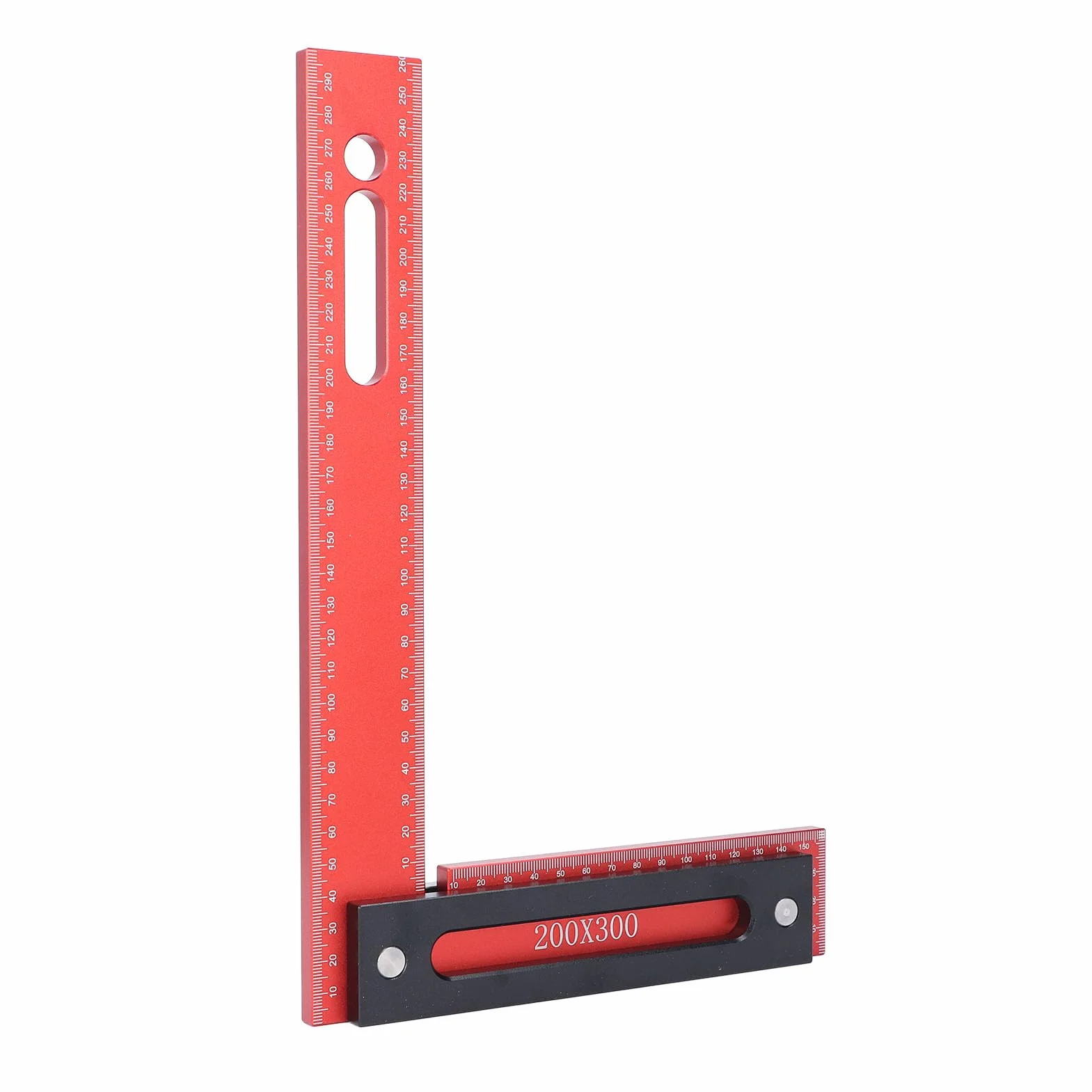 Escuadra de carpintería de 300 x 200 mm, escuadra de aluminio en forma de L para enmarcar, escuadra de carpintero de 90 grados con valla de tope, escuadra ligera anodizada de ángul