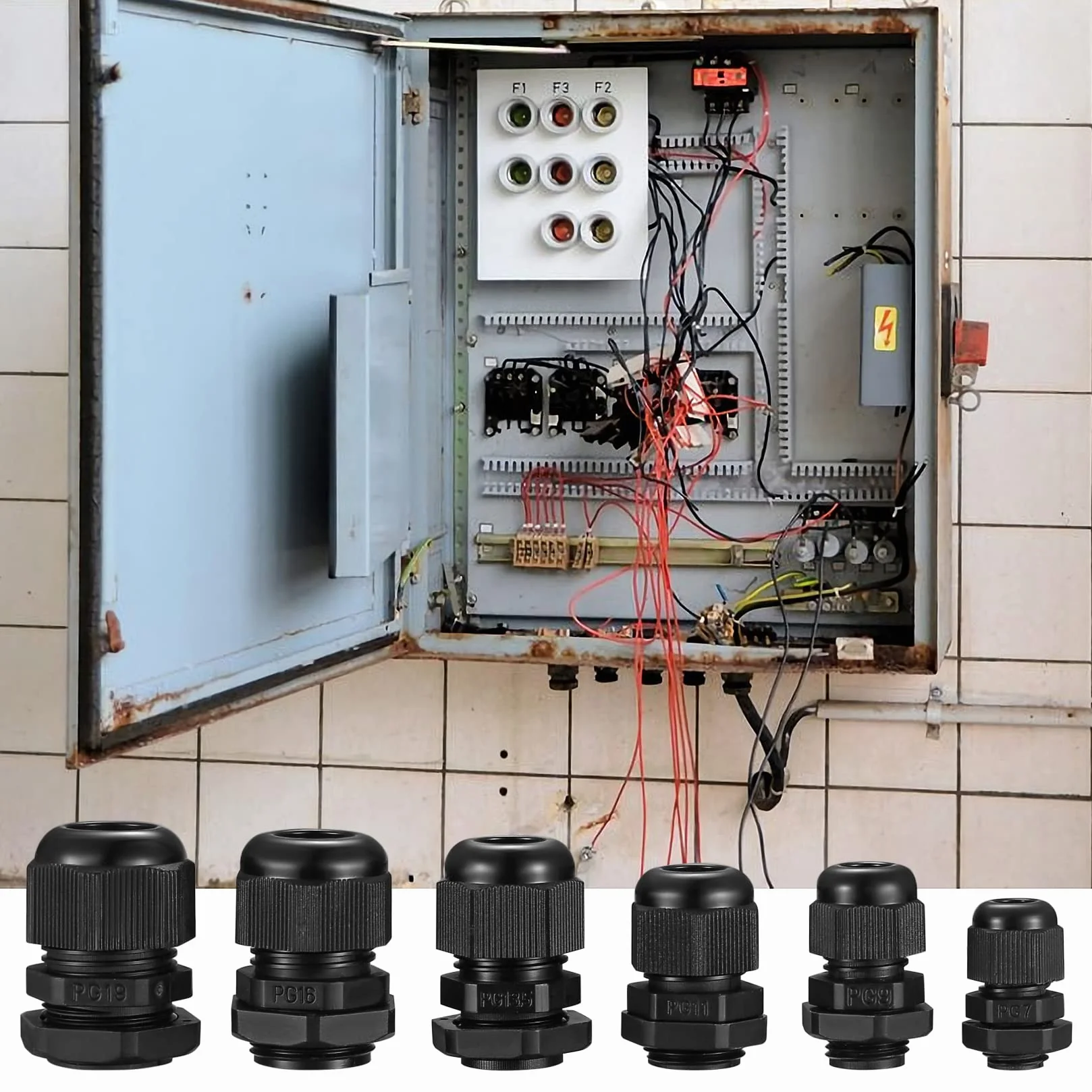 50 Piezas Conectores de Cable Impermeable IP68 Prensaestopas Ajustable PG7/9/11/13.5/16/19 Negro