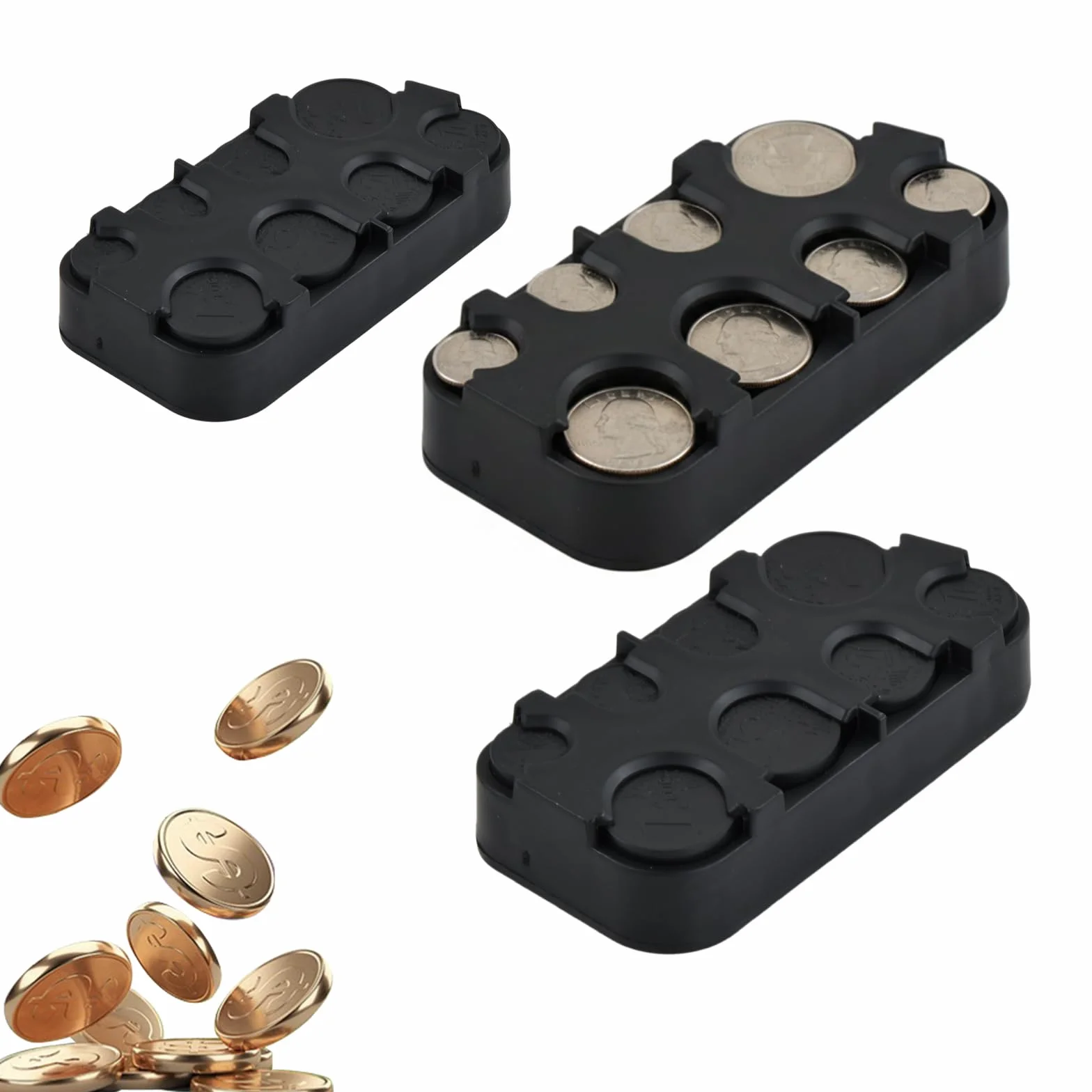 Portamonedas Clasificador Organizador de Monedas 8 Compartimentos 3x48 Moneda Fijación Rápida Negro