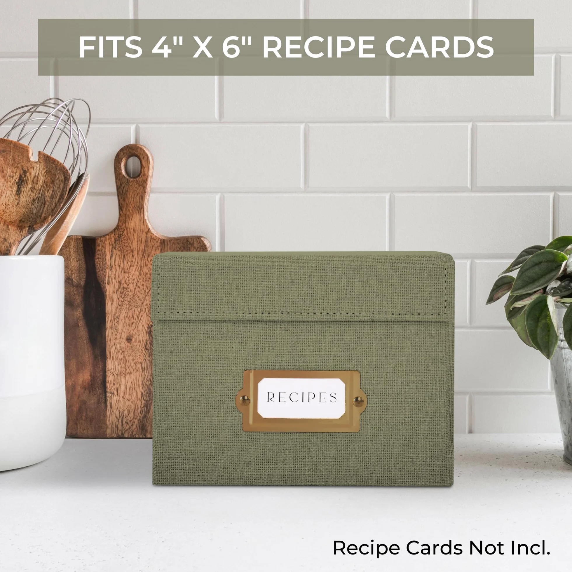 ZICOTO Caja de recetas de lino para tarjetas 4x6 pulgadas, organiza hasta 250 recetas