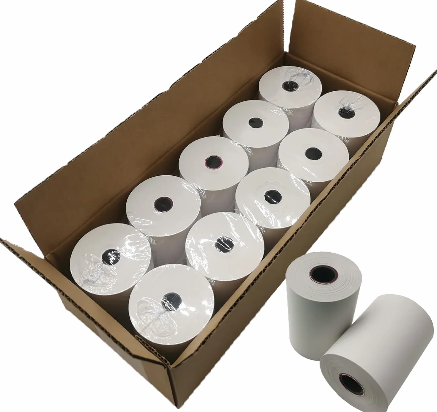 Rollos térmicos de 80 mm x 80 mm x 12 mm para terminal POS, impresora EPOS, sistema POS – Sin BPA – 20 unidades