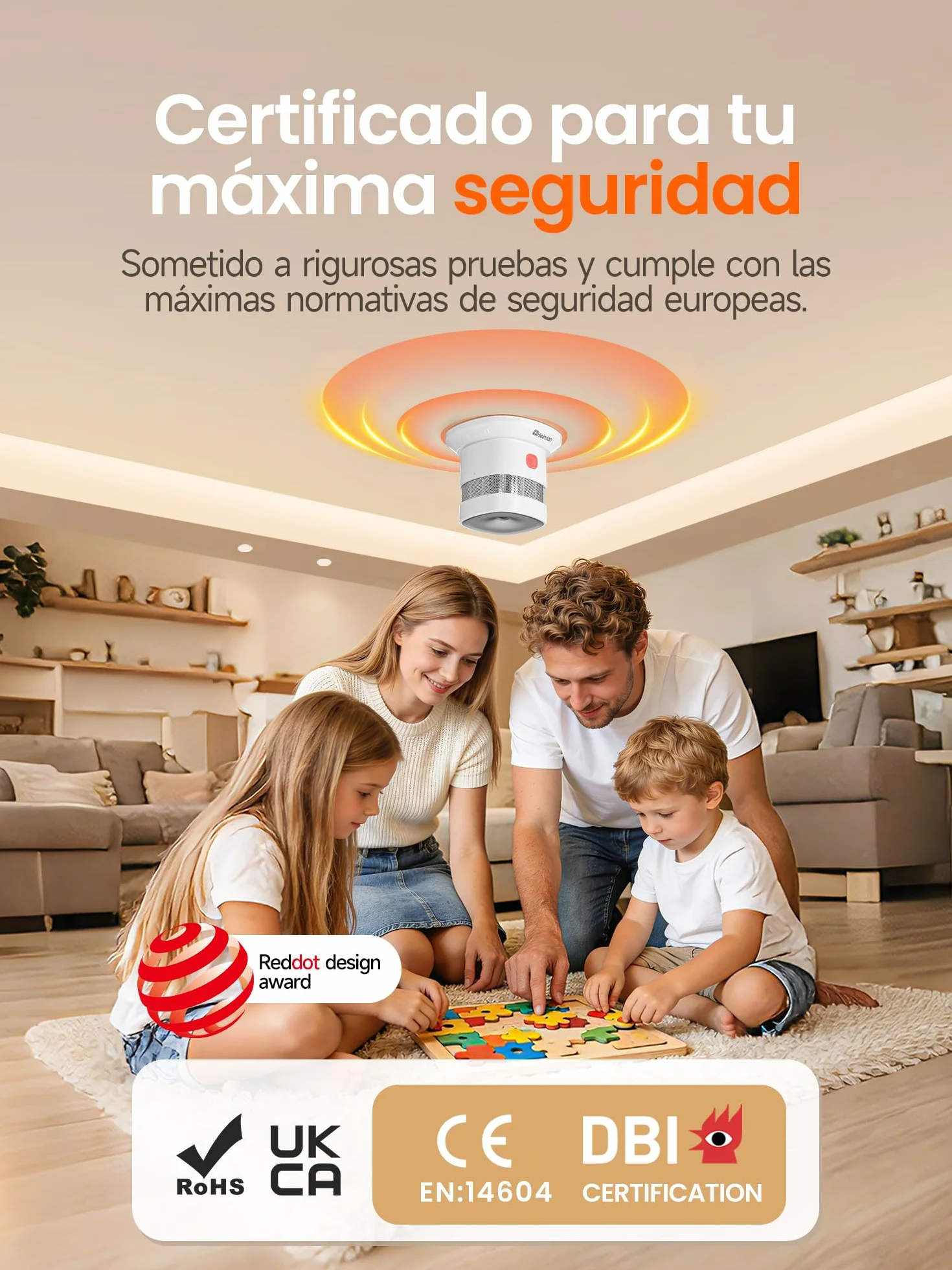 Heiman HS1SA-Z Zigbee Smart Detector de humo - Alta sensibilidad, fácil instalación, botón de prueba y silencio, 5 años de duración de la batería