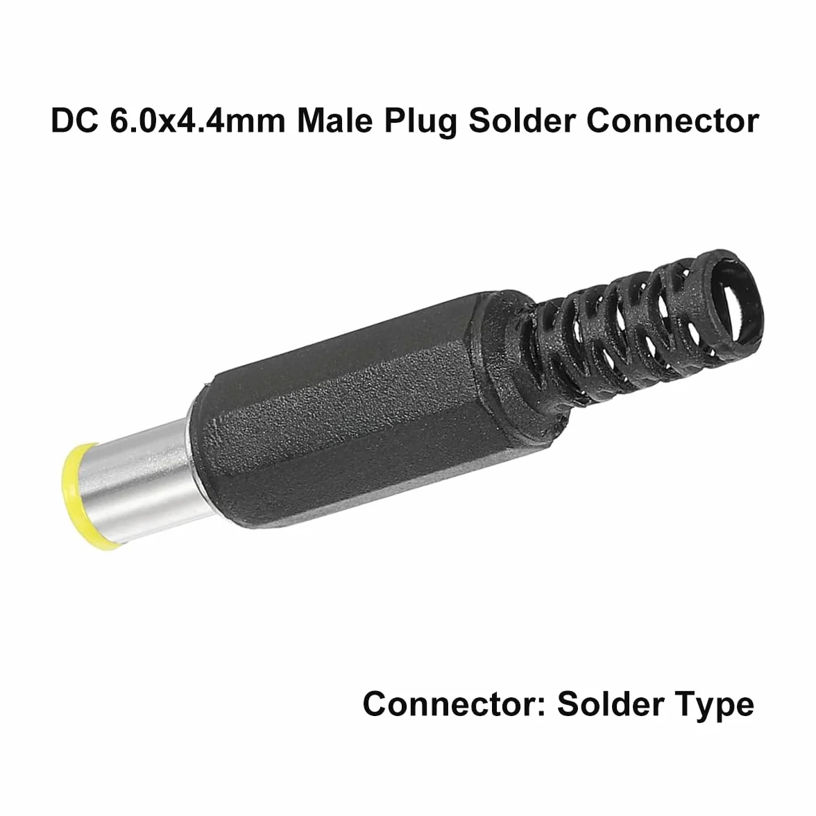 Conector macho CC de 6,0 x 4,4 mm, conector de soldadura macho de 6,0 mm x 4,4 mm, enchufe de alimentación CC, adaptador de conector de barril DIY