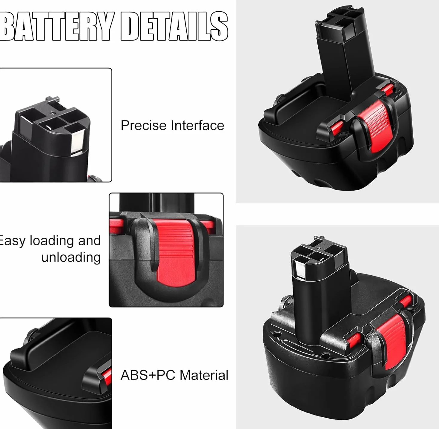 Catastro 2 Piezas 3.6Ah Batería BAT043 NI-MH Repuesto para Bosch Batería 12V para Bosch BAT120 BAT139 2607335542 2607335526 2607335274 2607335709 GSR 12-2 12VE-2 PSR 12 GSB 12VE-2 22612 23612