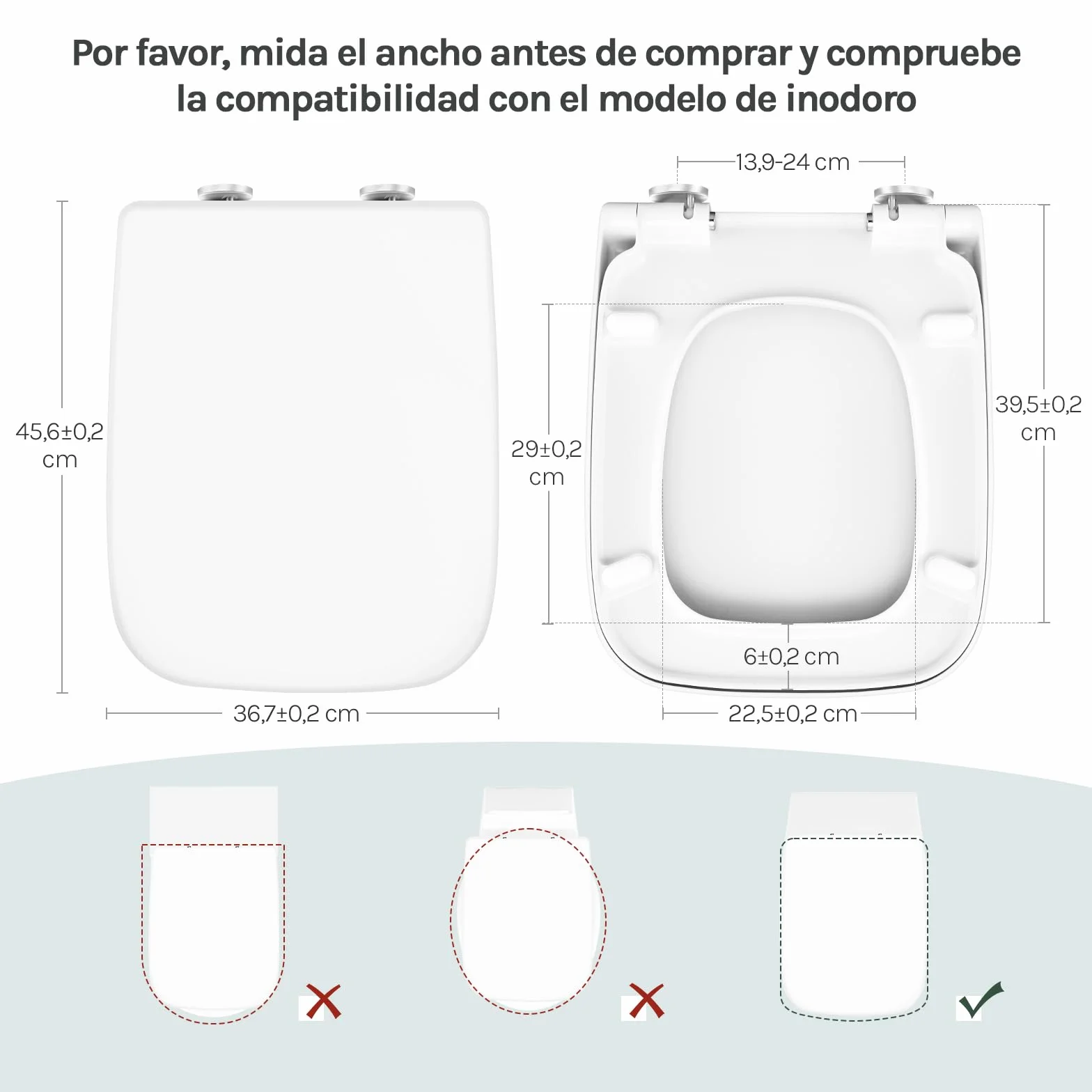 WOLTU WS2615-Asiento para Inodoro con Descenso automático, fijación rápida y duroplast, Cierre Suave, Revestimiento Duroplástico, Blanco, 45,5 x 36,7 x 5,4 cm