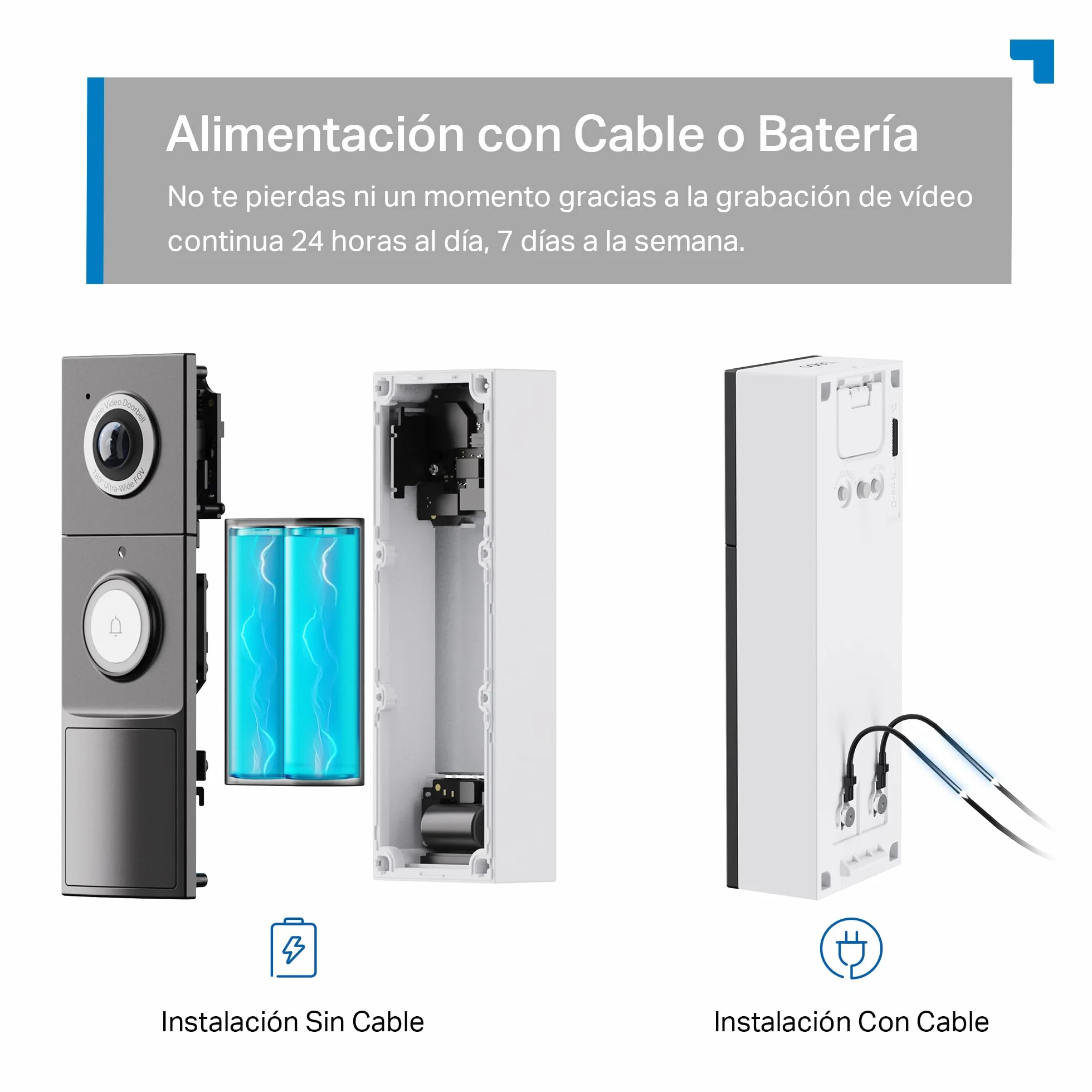 Tapo D235 Timbre Inteligente con Cámara 2K 5MP Visión Nocturna Color Audio Bidireccional IP66