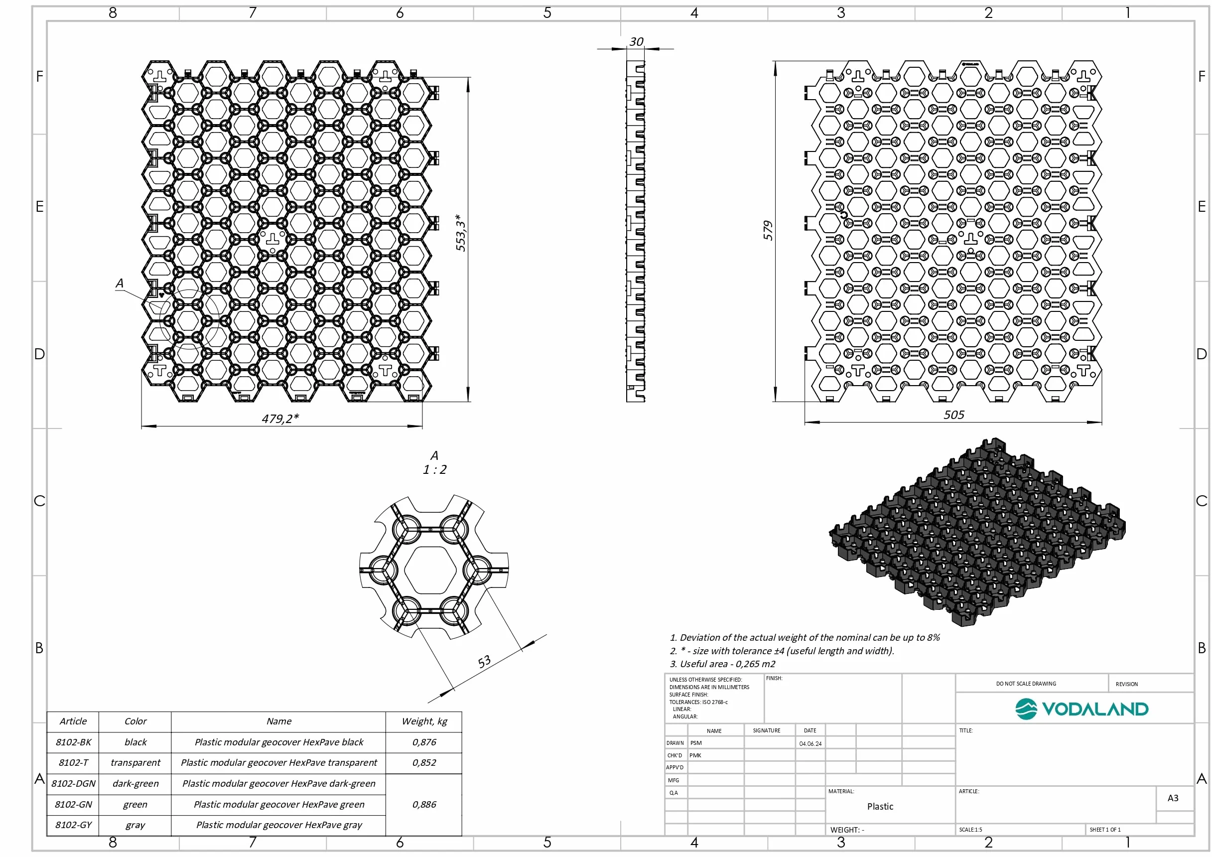 Vodaland HEXpave – Pavimento Permeable-Estabilizador de grava color gris - de 3 cm de Altura – hasta 12,000 kg – Ideal para Patios, Caminos, Bases de Cobertizos, Uso Vehículos Ligeros (pack de 5,85m2)