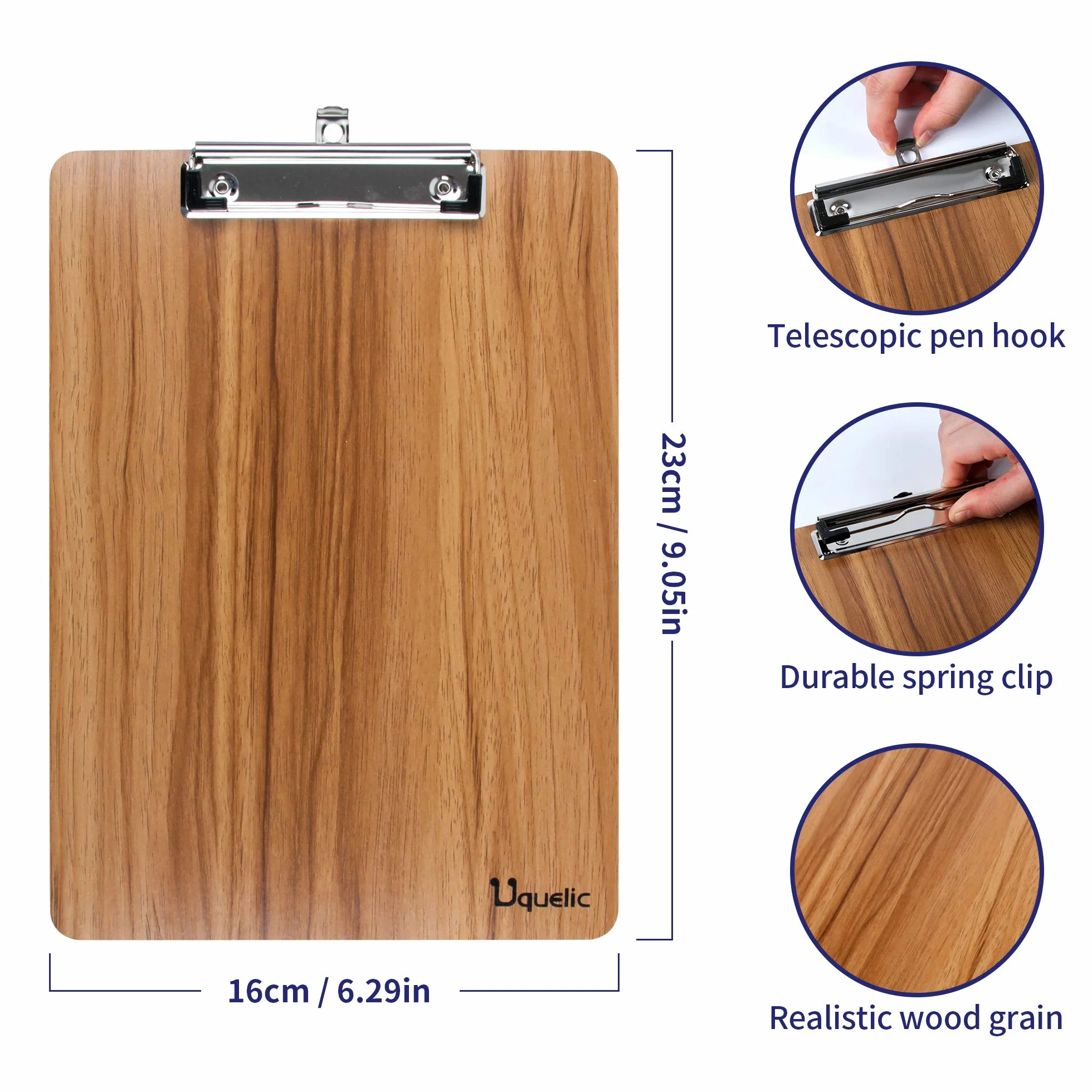 Portapapeles A5 con Pinza Madera Impermeable Tablero con Pinza Marrón