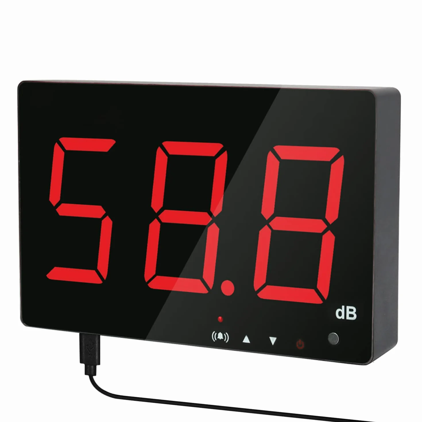 Medidor de Decibelios de Pared 30-130dB con Alarma Pantalla LCD Roja