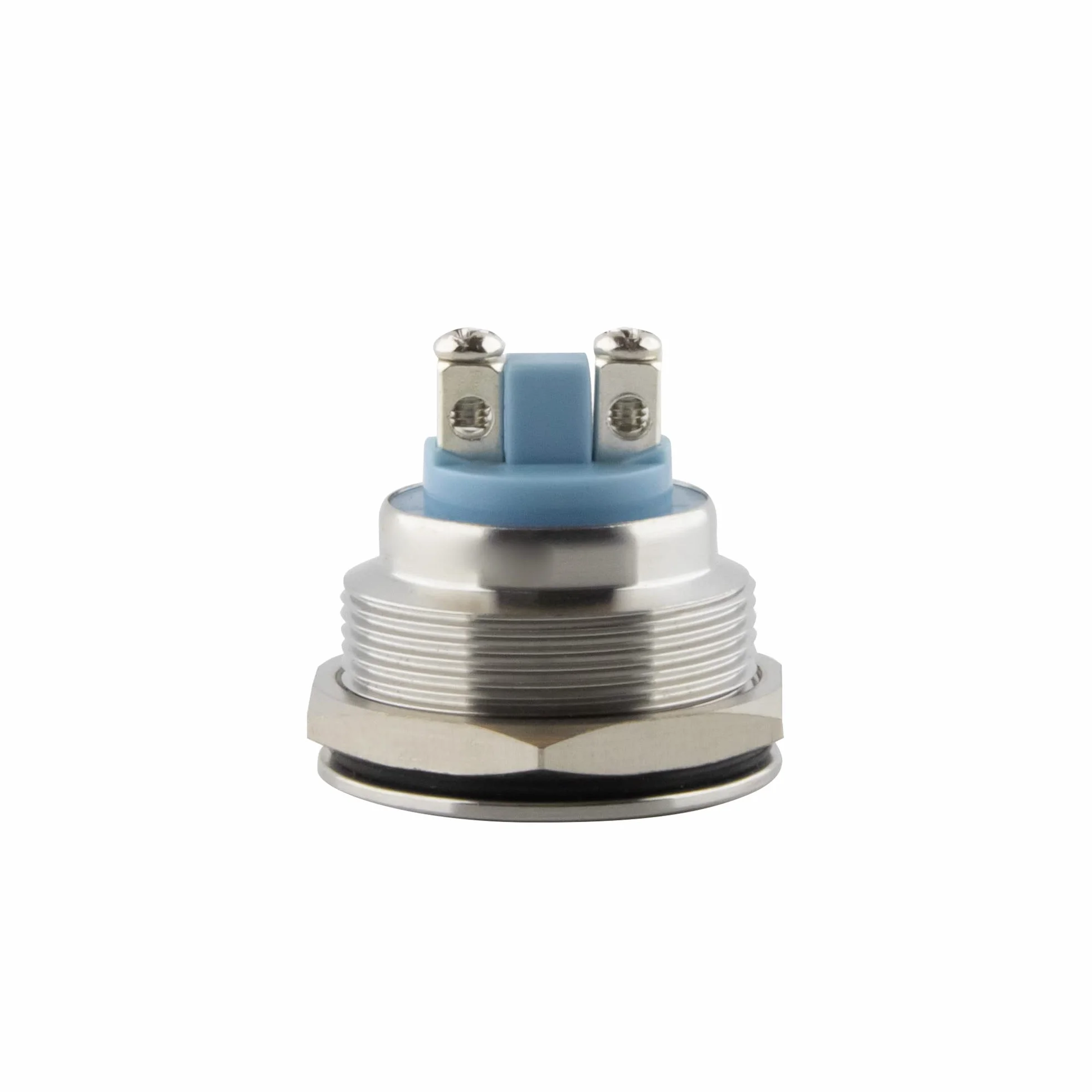 SeKi Pulsador de acero inoxidable, diámetro de 22 mm, forma de cabeza curvada, ojales/conector plano 0,5 x 2,8, conector pulsador de timbre.